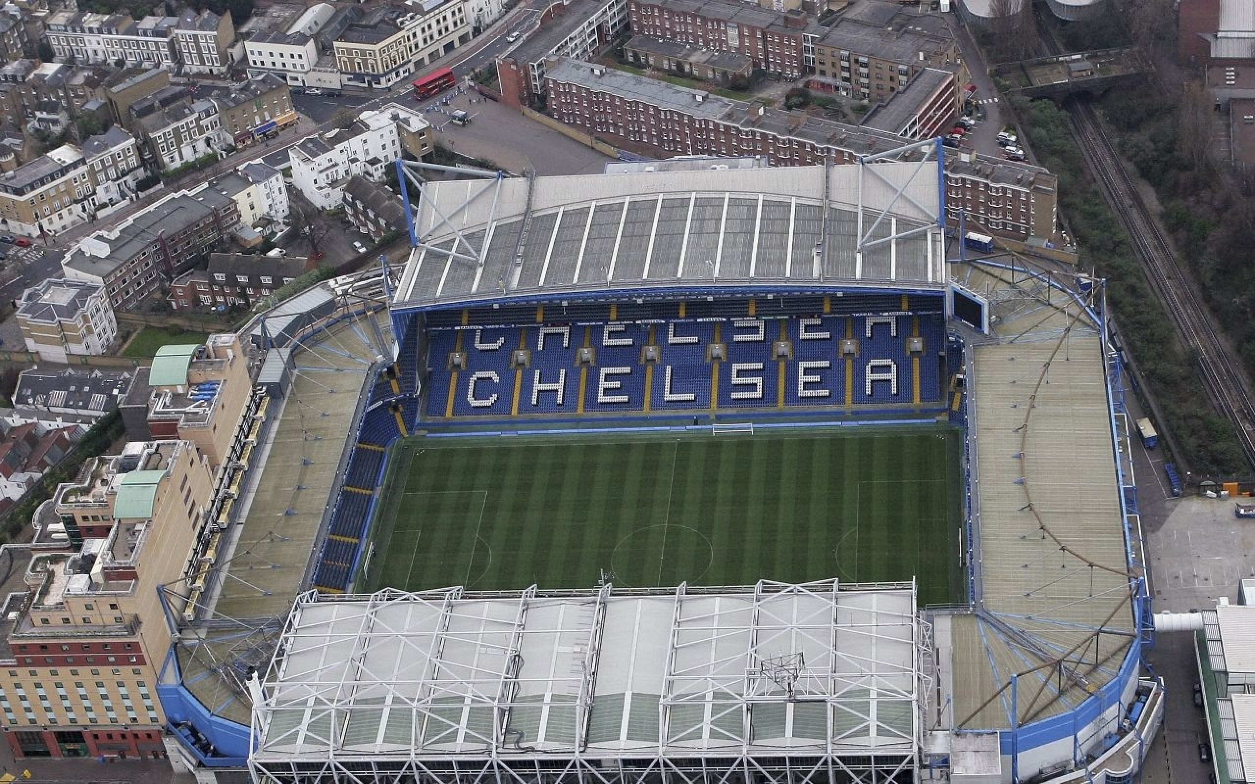 General 2560x1600 Chelsea FC stadium building aerial view landmark England UK Europe