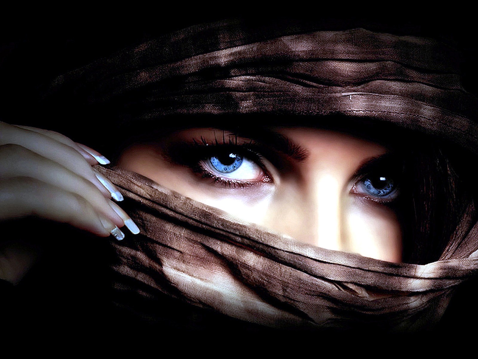 People 1600x1200 blue eyes women covering face model eyes