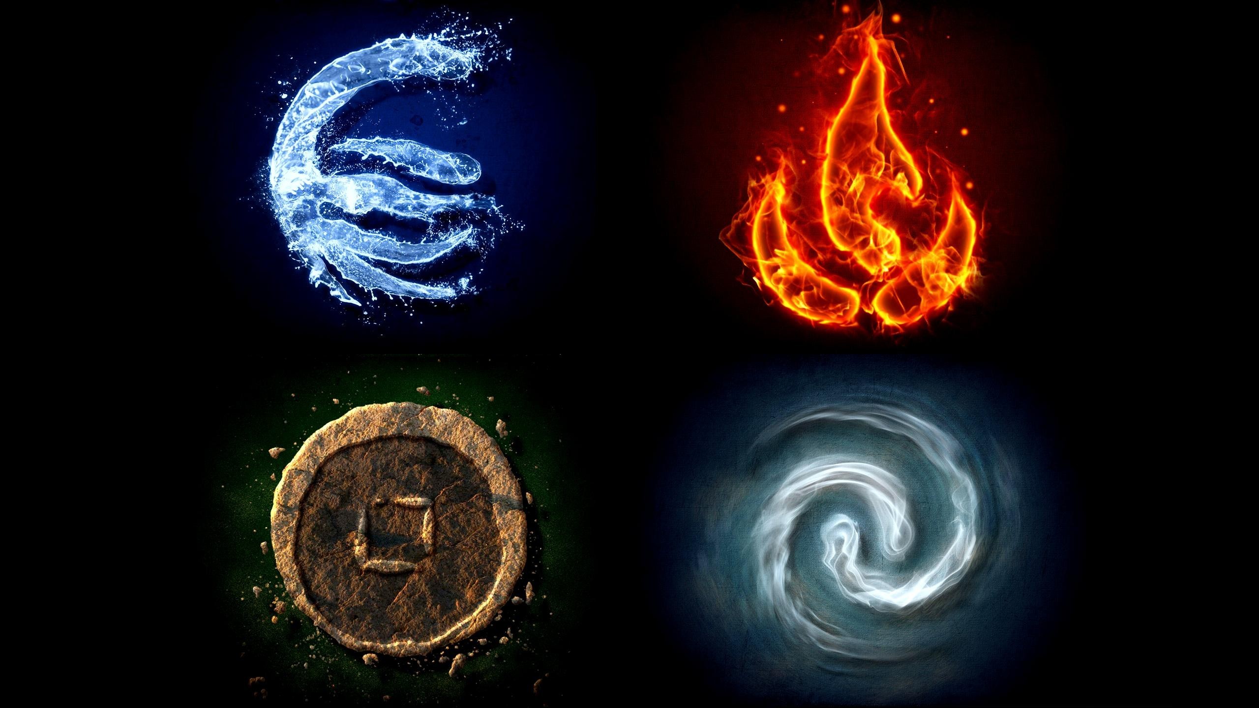 General 2560x1440 Avatar: The Last Airbender elements water fire Earth wind digital art simple background
