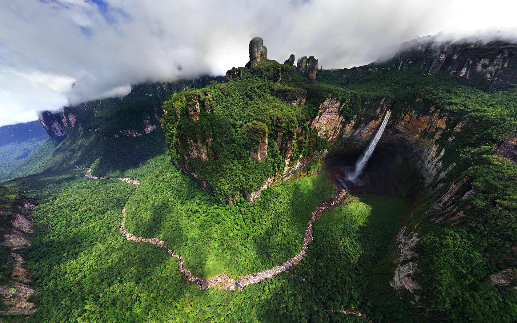 General 1680x1050 nature mountains landscape river waterfall Venezuela Angel Falls rock formation Salto Ángel  Mount Roraima