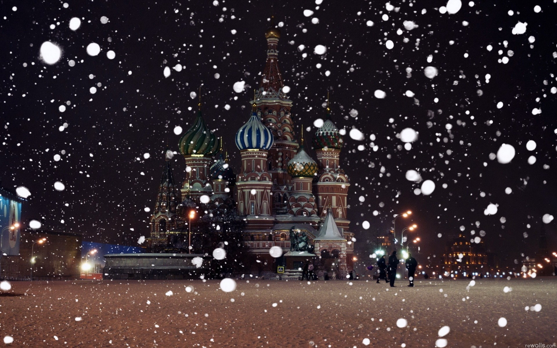 General 1920x1200 Moscow snow winter building Russia landmark Saint Basil's Cathedral low light watermarked city architecture