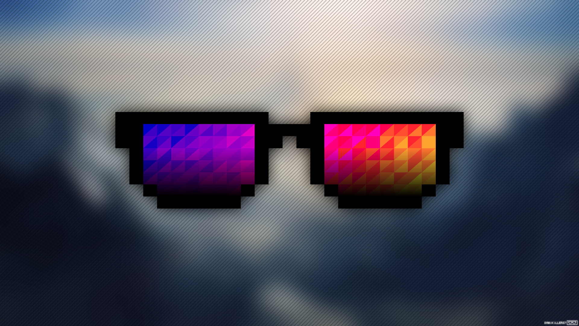 General 1920x1080 pixel art Trixel glasses pixelated pixels sunglasses digital art