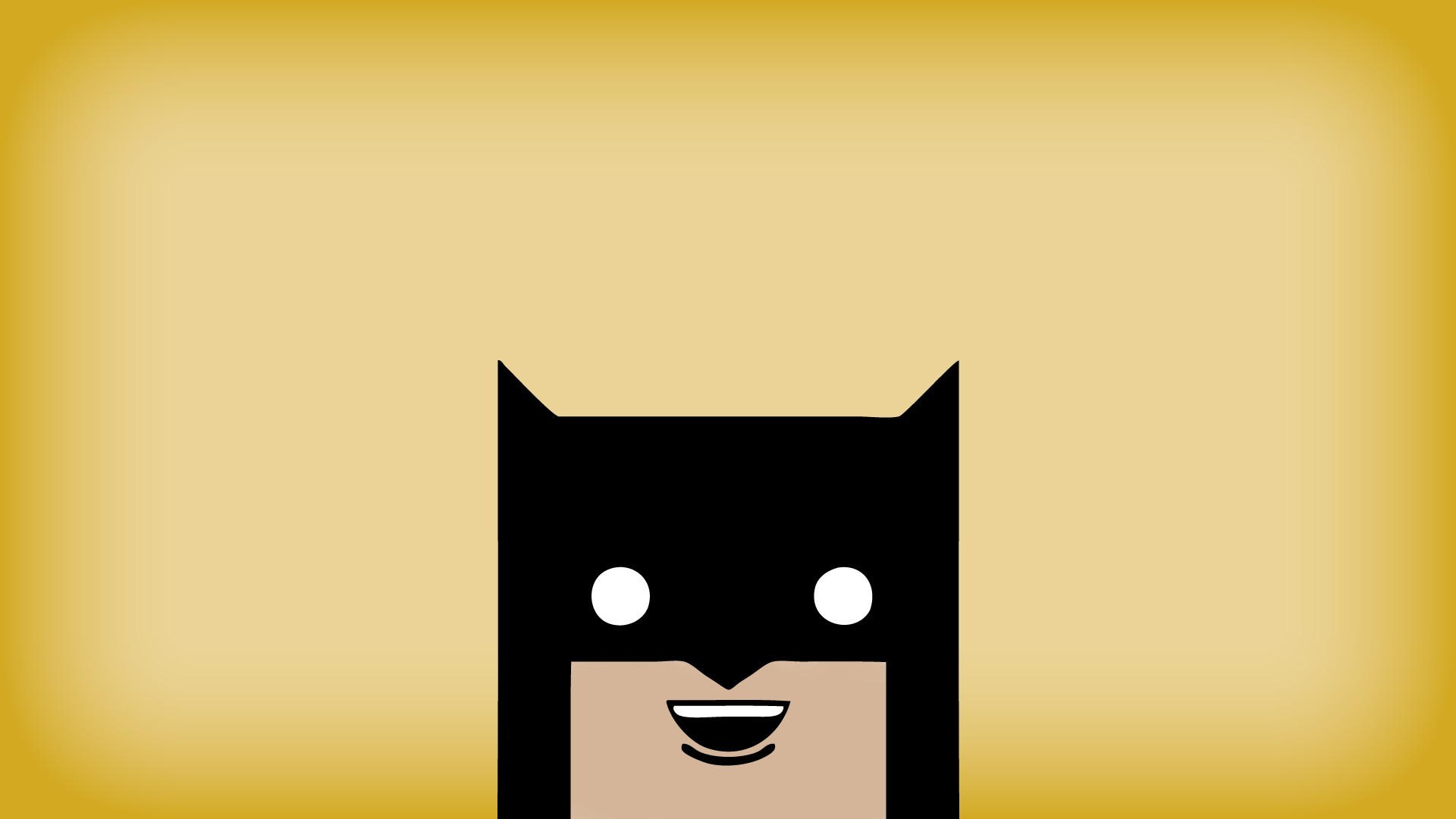 General 1920x1080 simple background yellow minimalism DC Comics Batman digital art smiling open mouth looking at viewer mask