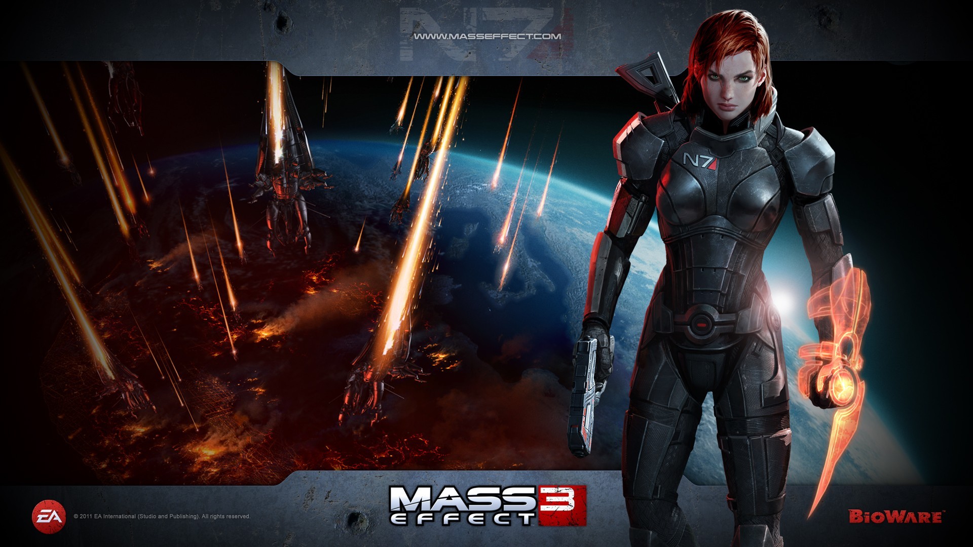 General 1920x1080 video games Mass Effect 3 Mass Effect PC gaming standing Commander Shepard EA Games 2011 (Year) video game girls redhead girls with guns women weapon