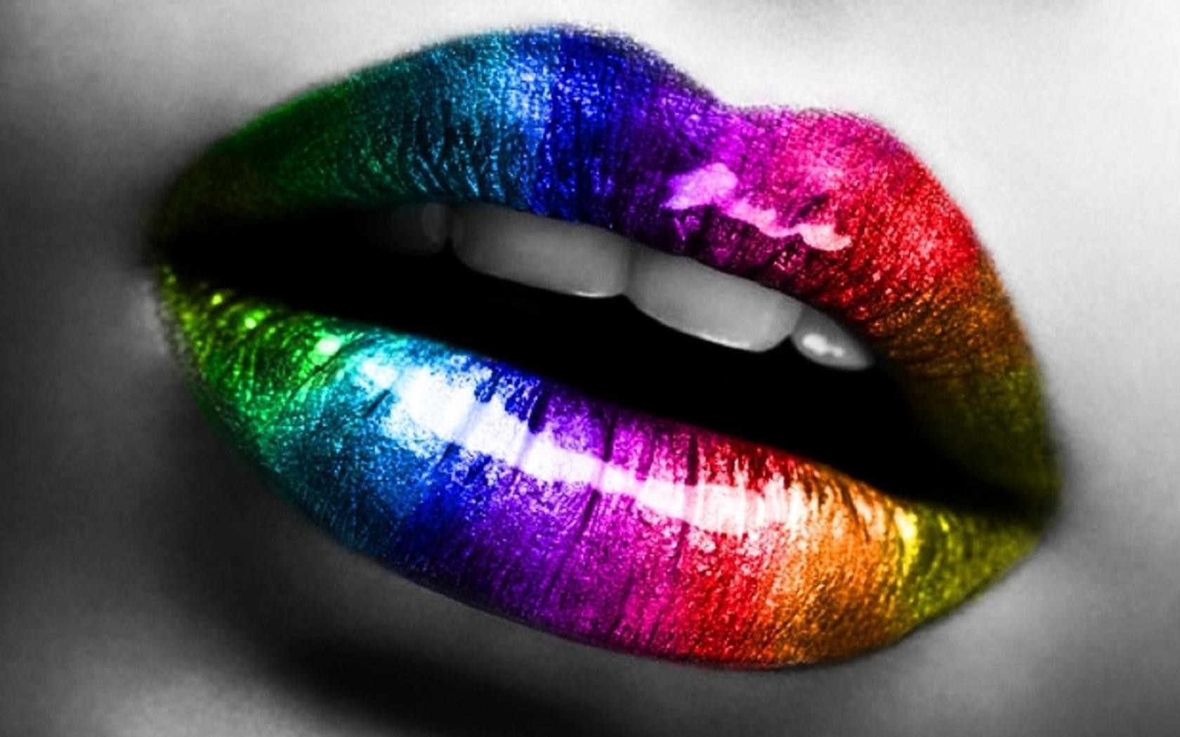 People 1680x1050 lips selective coloring women teeth digital art makeup colorful