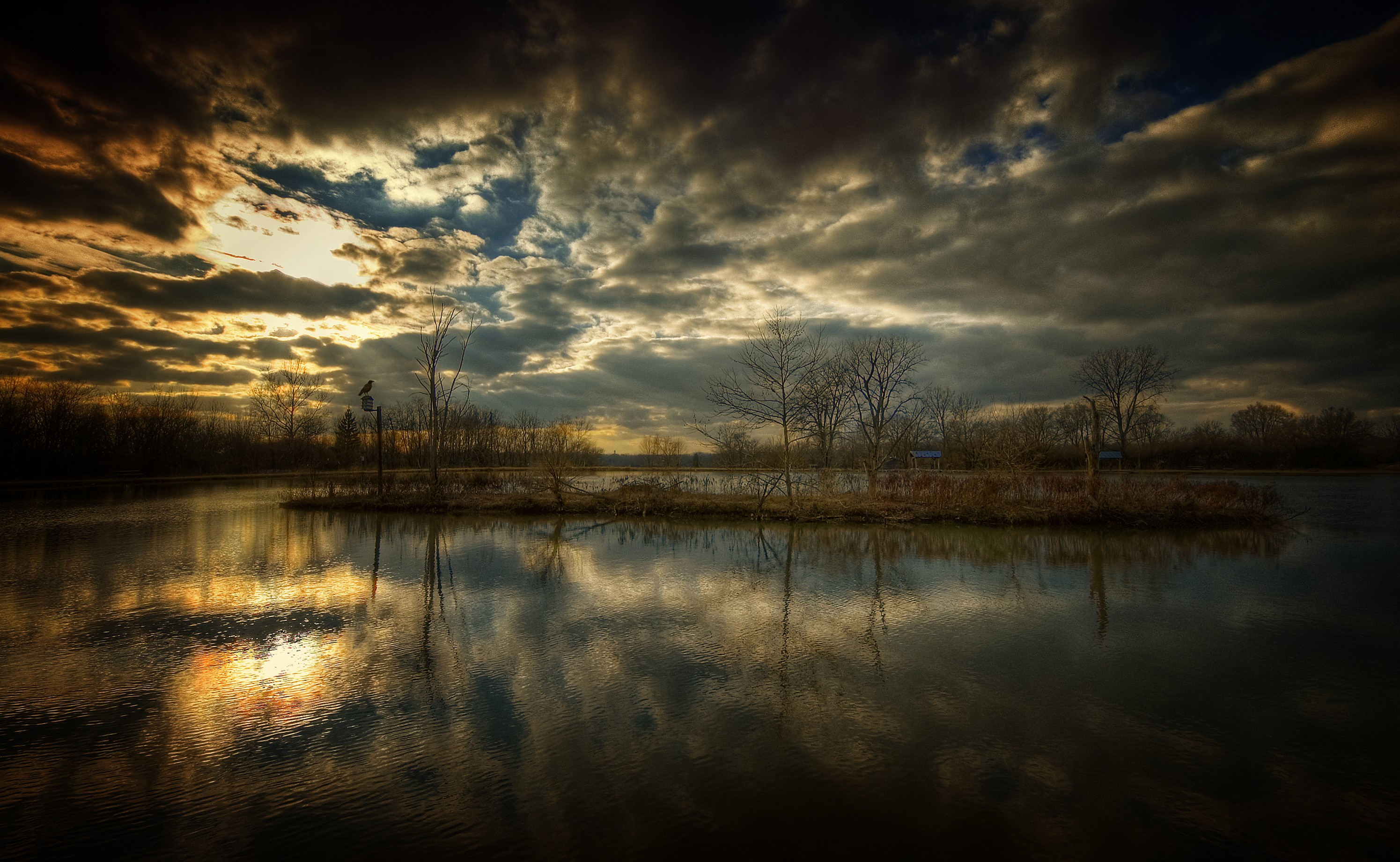 General 2990x1840 nature fall clouds sky water landscape