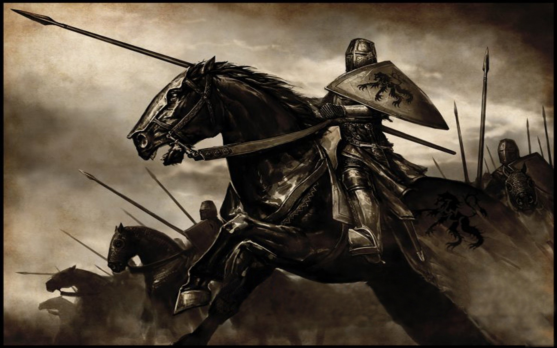 General 1920x1200 Mount and Blade warrior war video games horse video game art armor shield weapon lance artwork