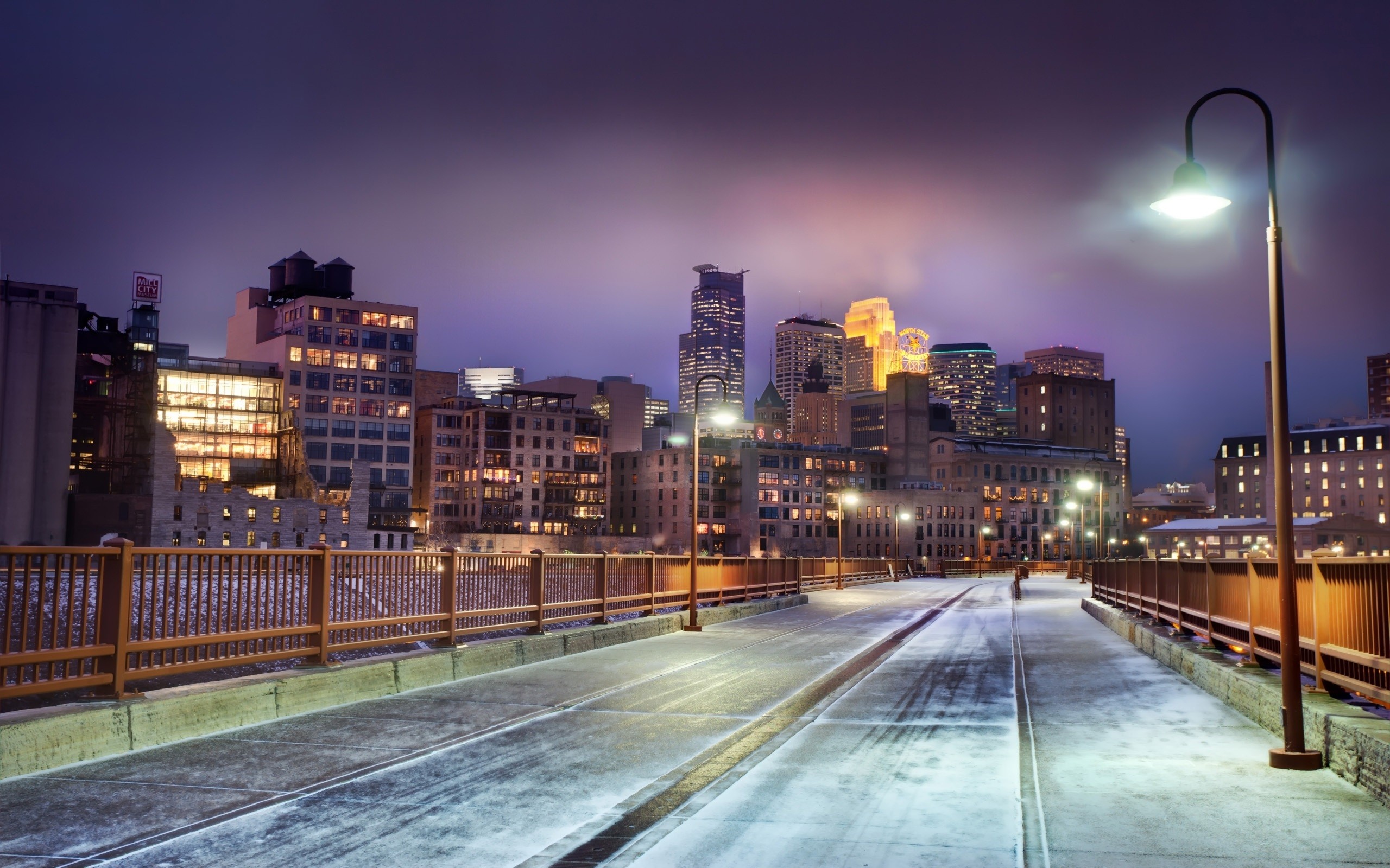 General 2560x1600 Minnesota winter HDR Minneapolis cityscape USA street light city lights