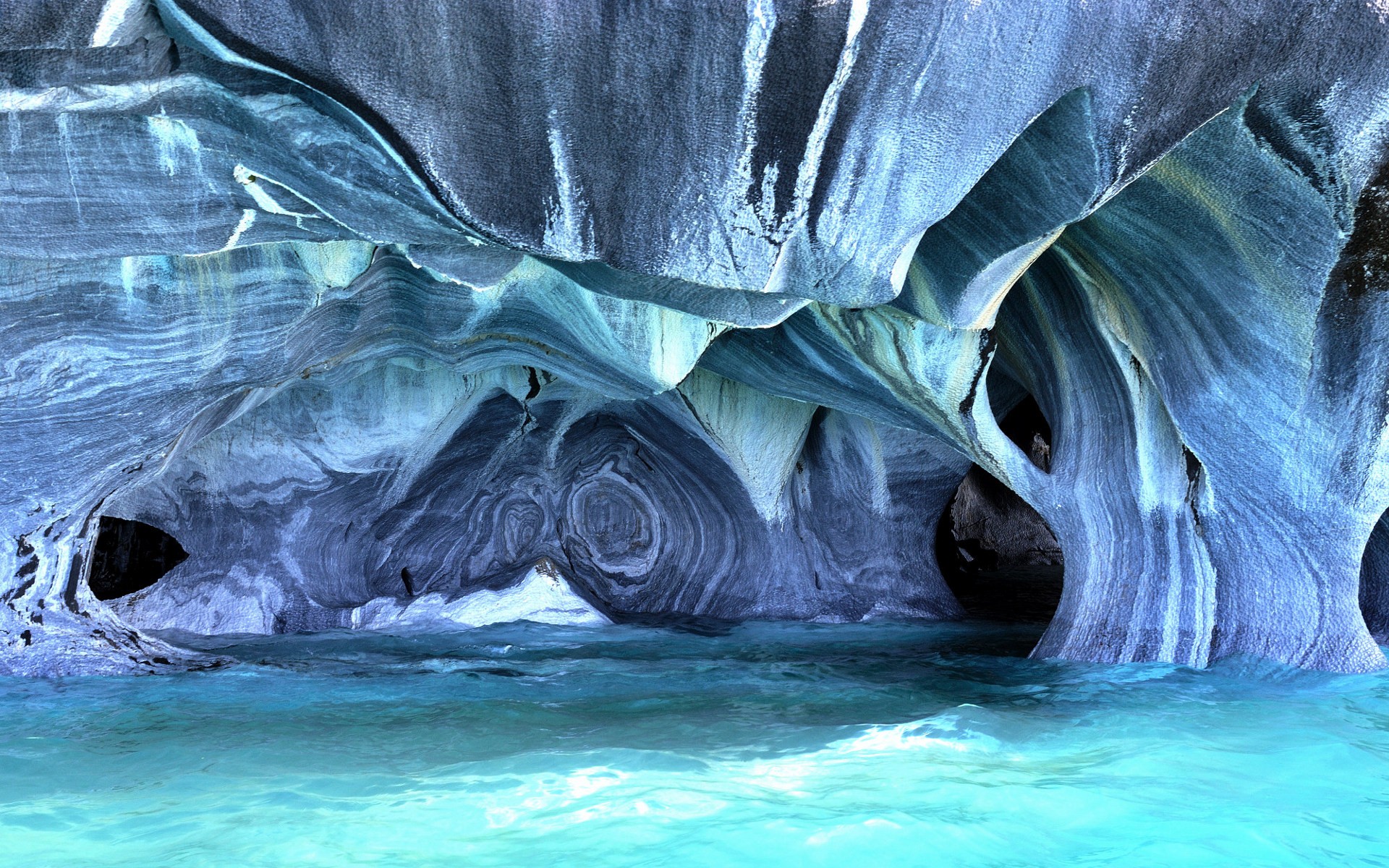General 1920x1200 nature cave stones abstract rocks marble Patagonia South America blue sea waves Chile turquoise cyan rock formation Lago Gral. Garrera