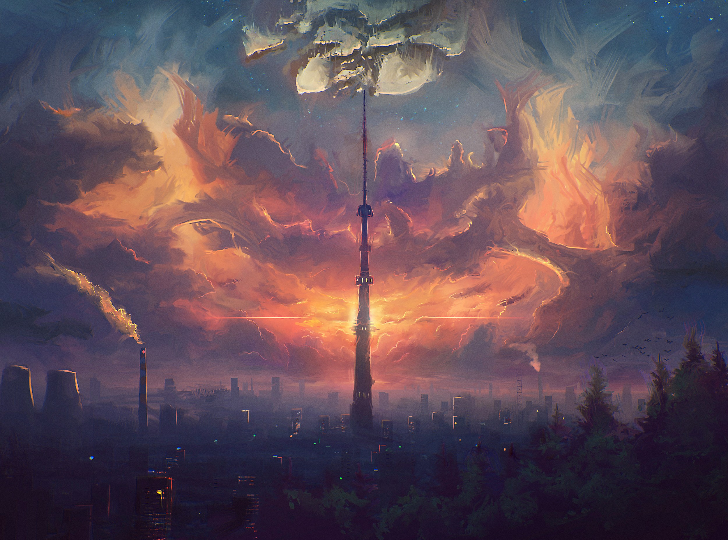 General 2500x1857 fantasy art digital art sky cityscape sunlight Sylar113