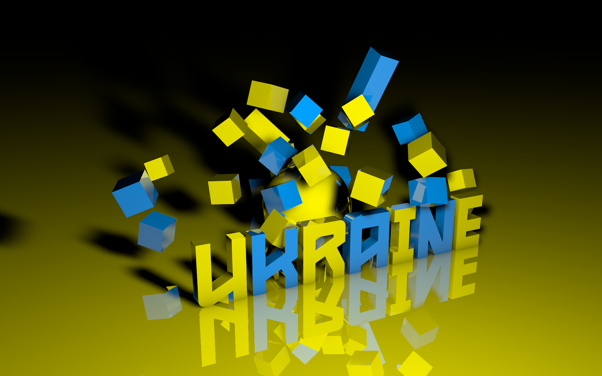 General 1920x1200 CGI typography cube yellow digital art Ukraine simple background