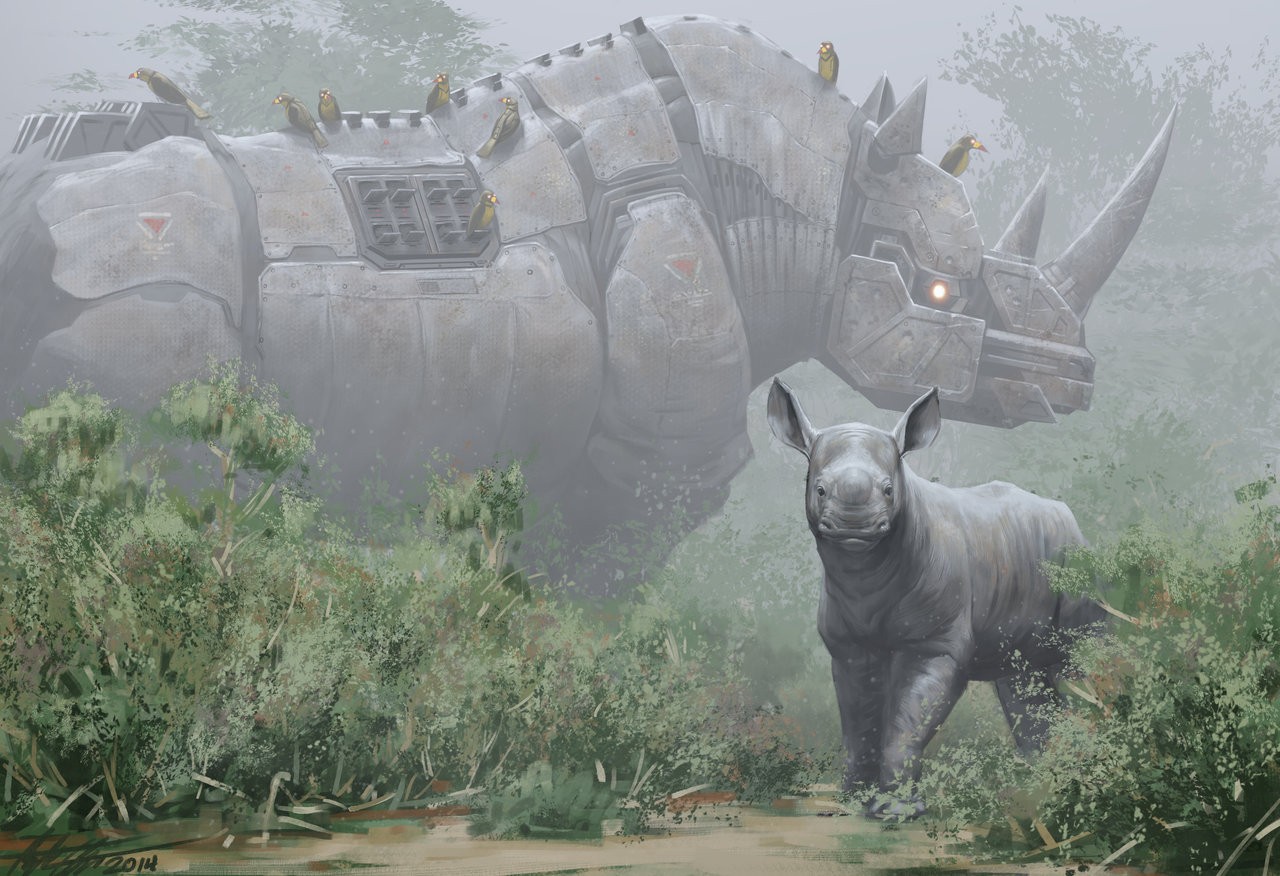 General 1280x876 rhino science fiction digital art 2014 (Year) futuristic animals