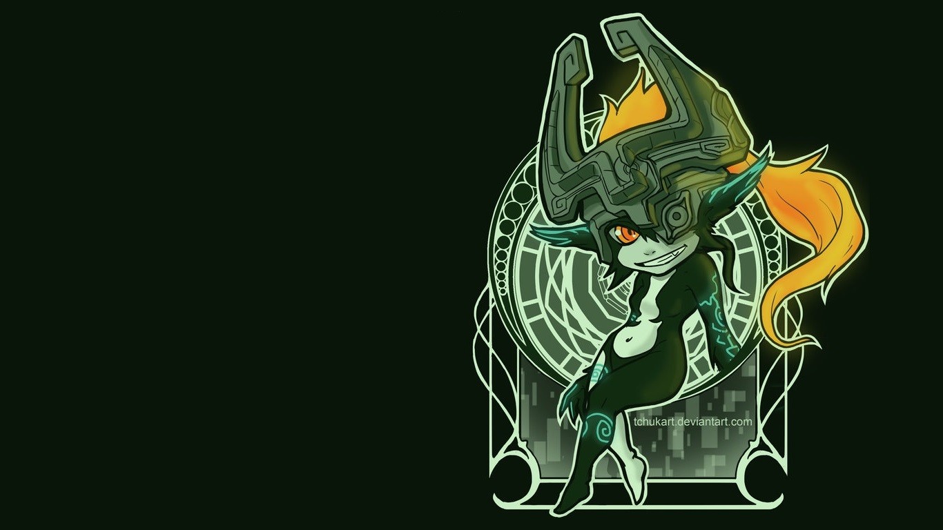 Anime 1366x768 Midna The Legend of Zelda: Twilight Princess The Legend of Zelda video games video game girls video game art simple background long hair belly pointy ears DeviantArt