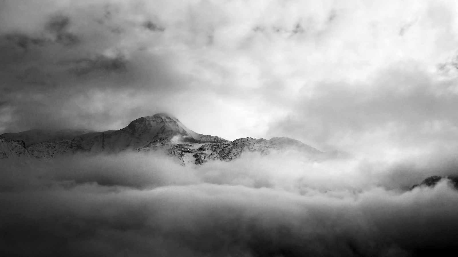 General 1600x900 mountains nature clouds landscape monochrome