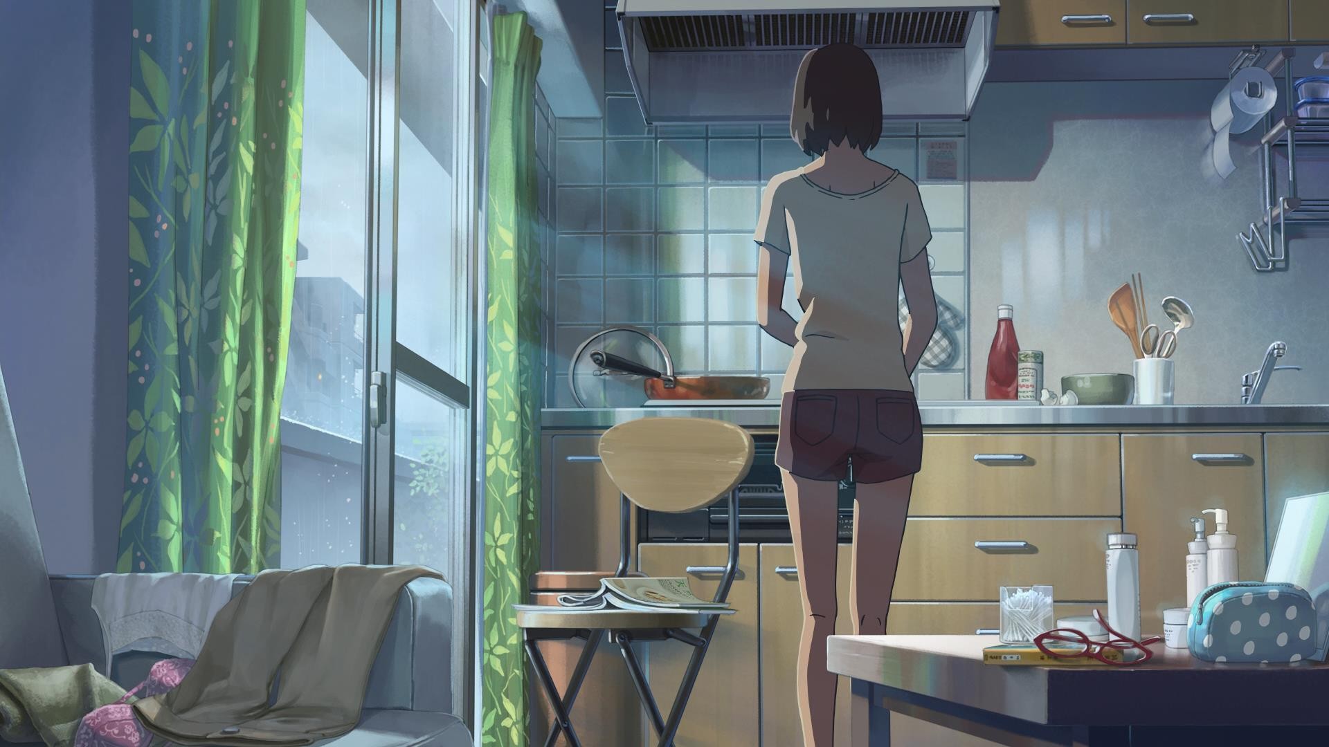 Anime 1920x1080 anime Makoto Shinkai  The Garden of Words anime girls kitchen women women indoors standing