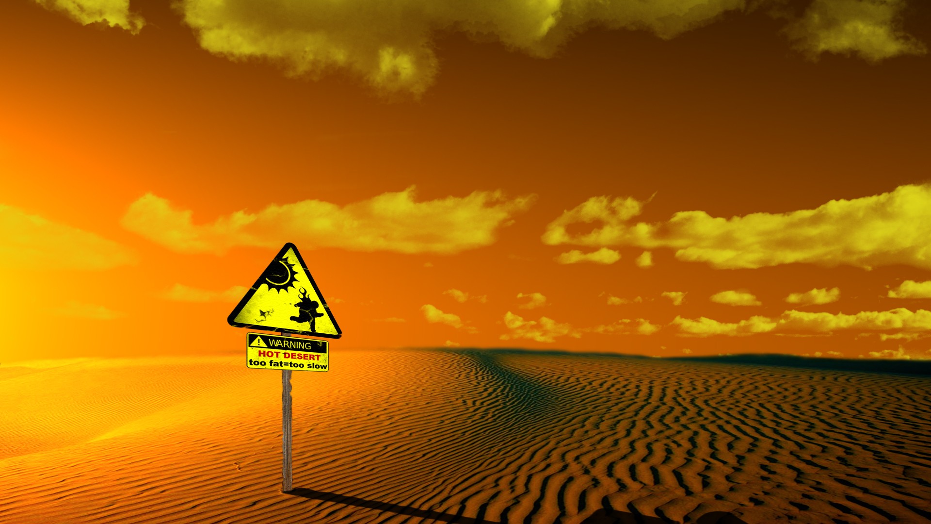 General 1920x1080 desert sun rays digital art sign landscape humor sky orange sky nature