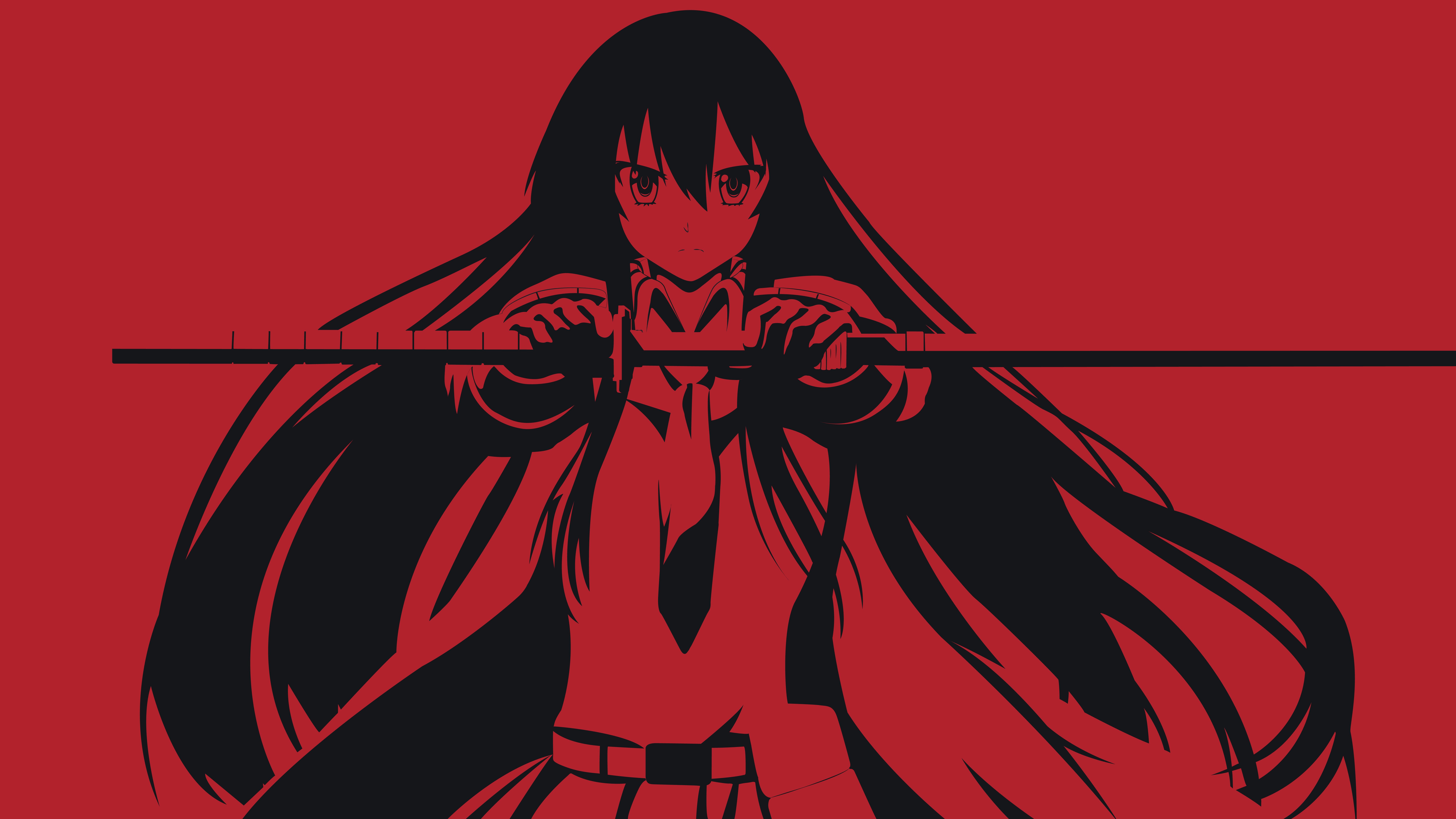 Anime 8000x4500 Akame ga Kill! Akame anime anime girls red background long hair sword weapon women with swords angry face