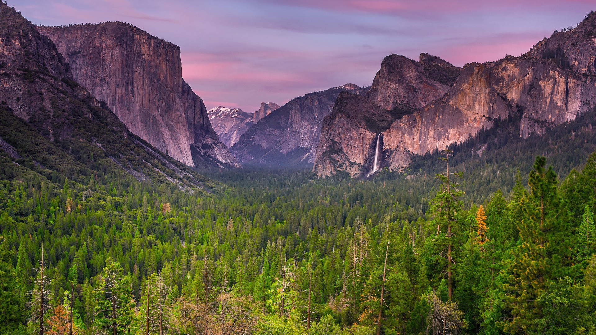 General 1920x1080 nature landscape mountains clouds trees forest water California USA waterfall sunset rocks Yosemite National Park El Capitan