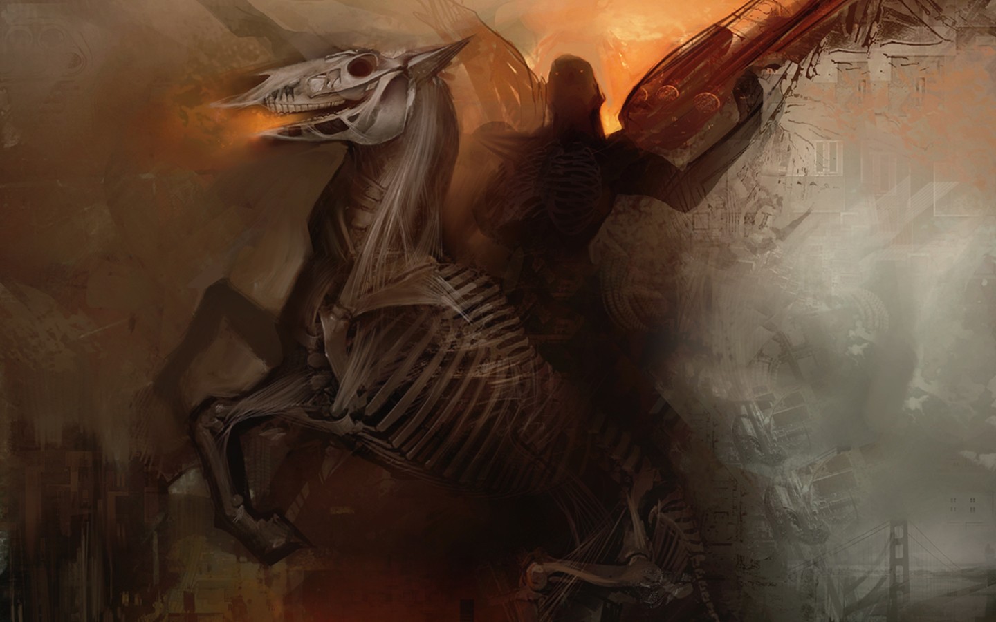 General 1440x900 warrior horse skull fantasy art skeleton dark fantasy bones