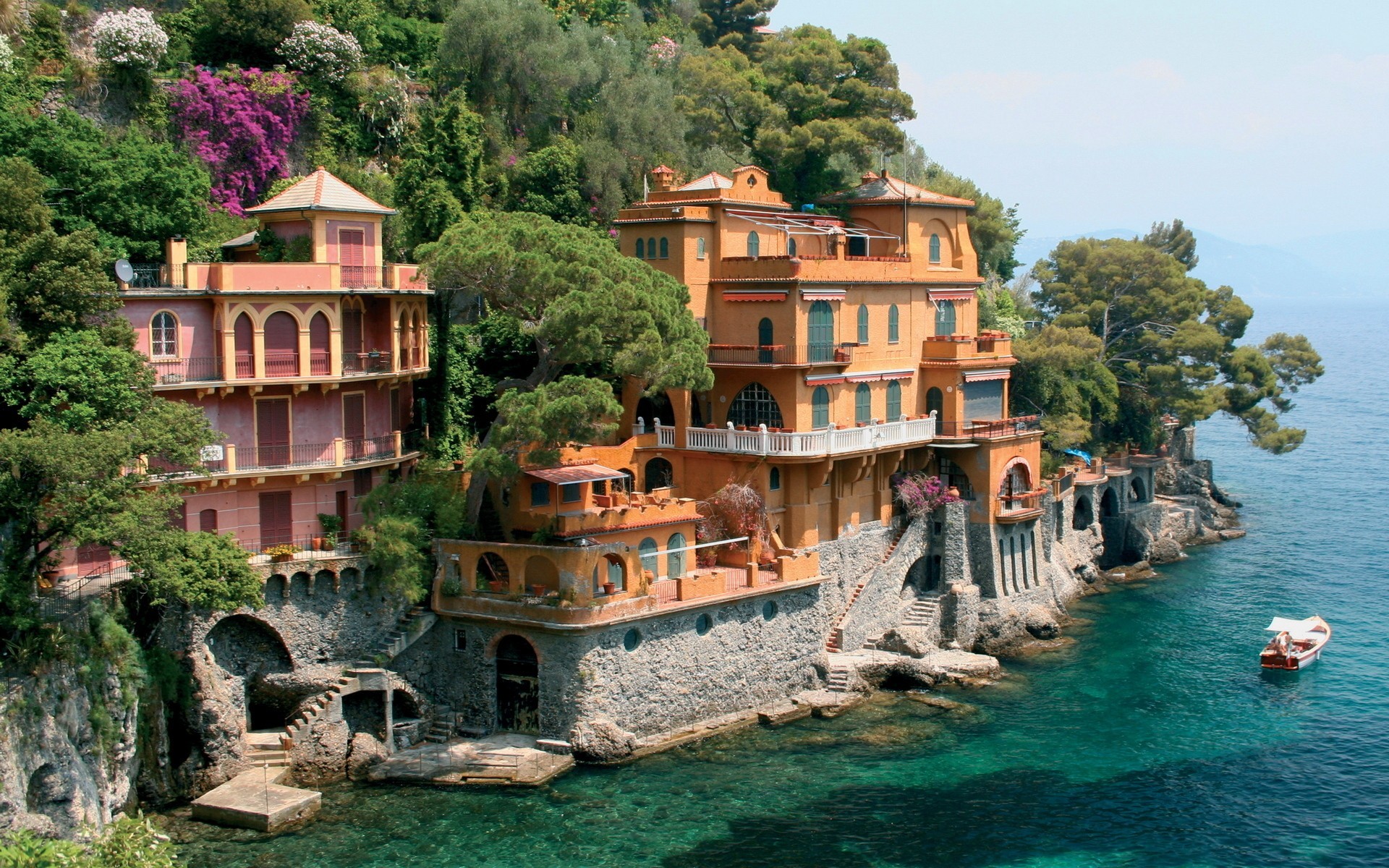 General 1920x1200 landscape Portofino castle mansions Italy coast sea