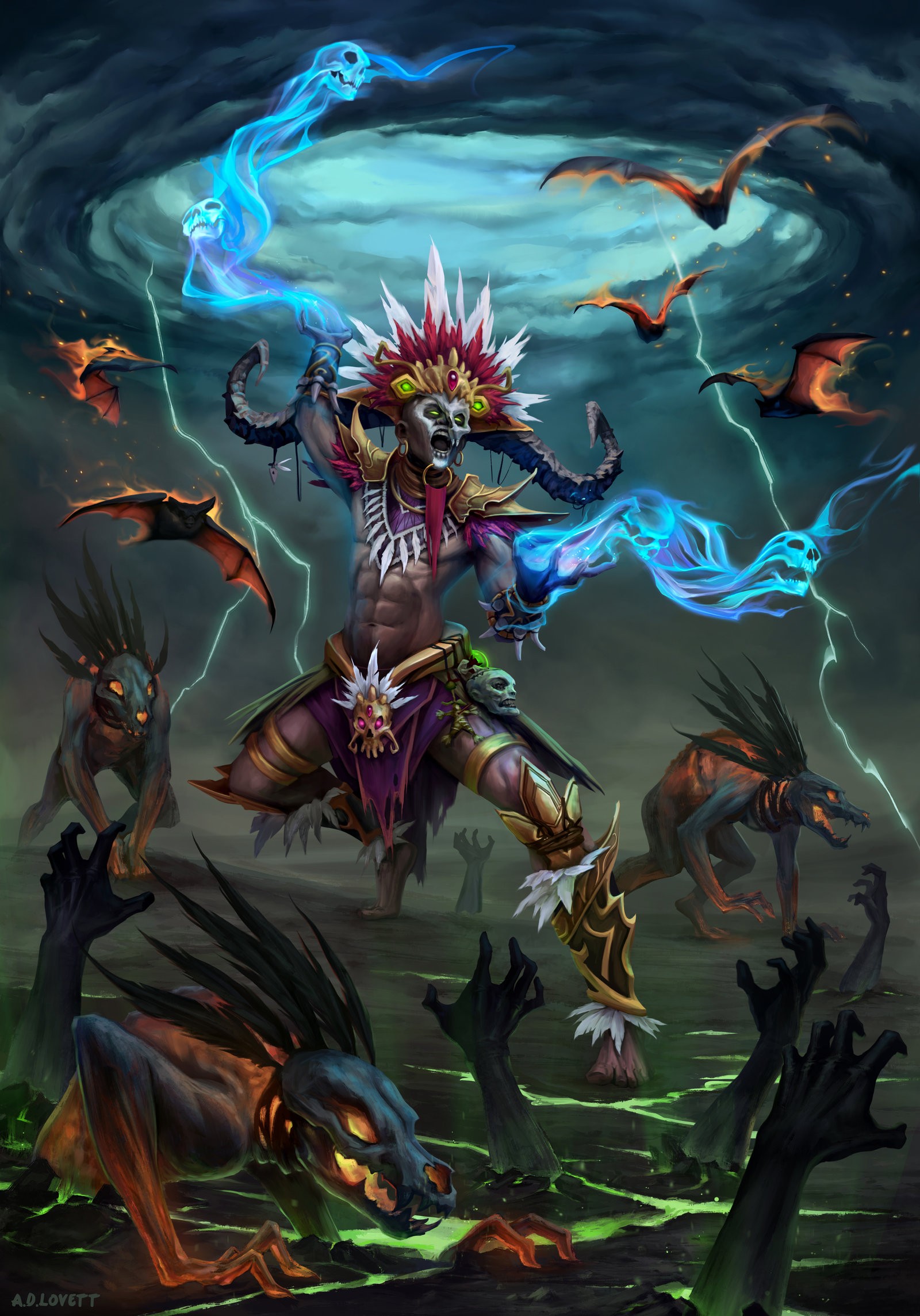 Anime 1600x2289 witch doctor Diablo III Diablo 3: Reaper of Souls video game art fantasy art PC gaming Blizzard Entertainment