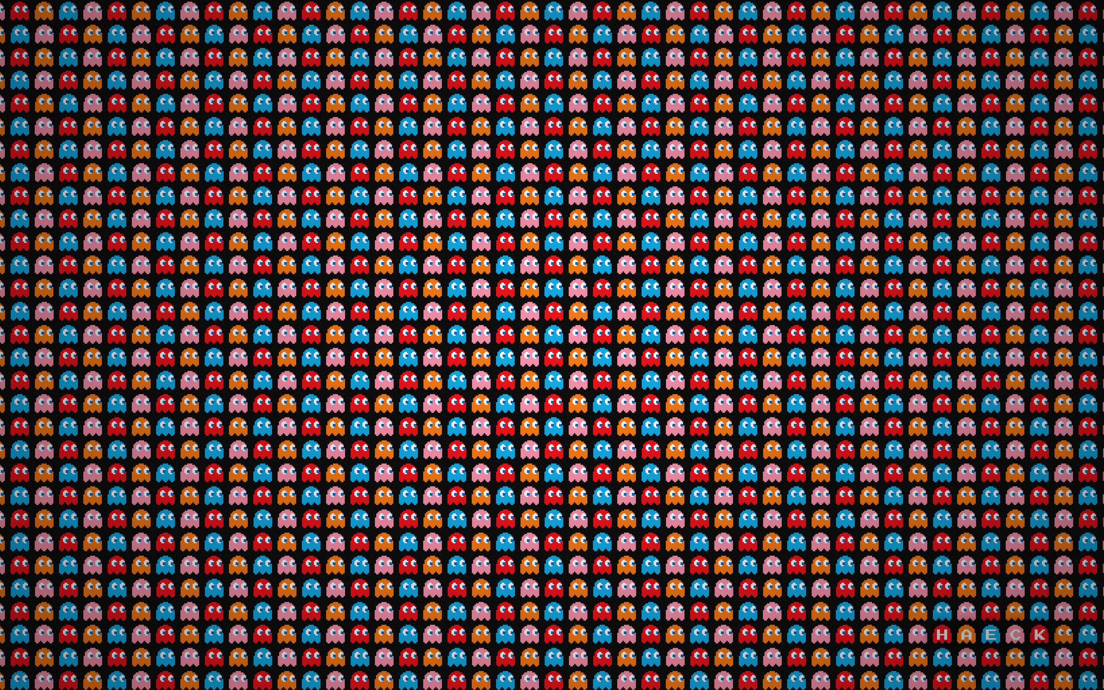 General 3840x2400 minimalism digital art Pac-Man  video games pixel art pixels pattern video game art retro games ghost