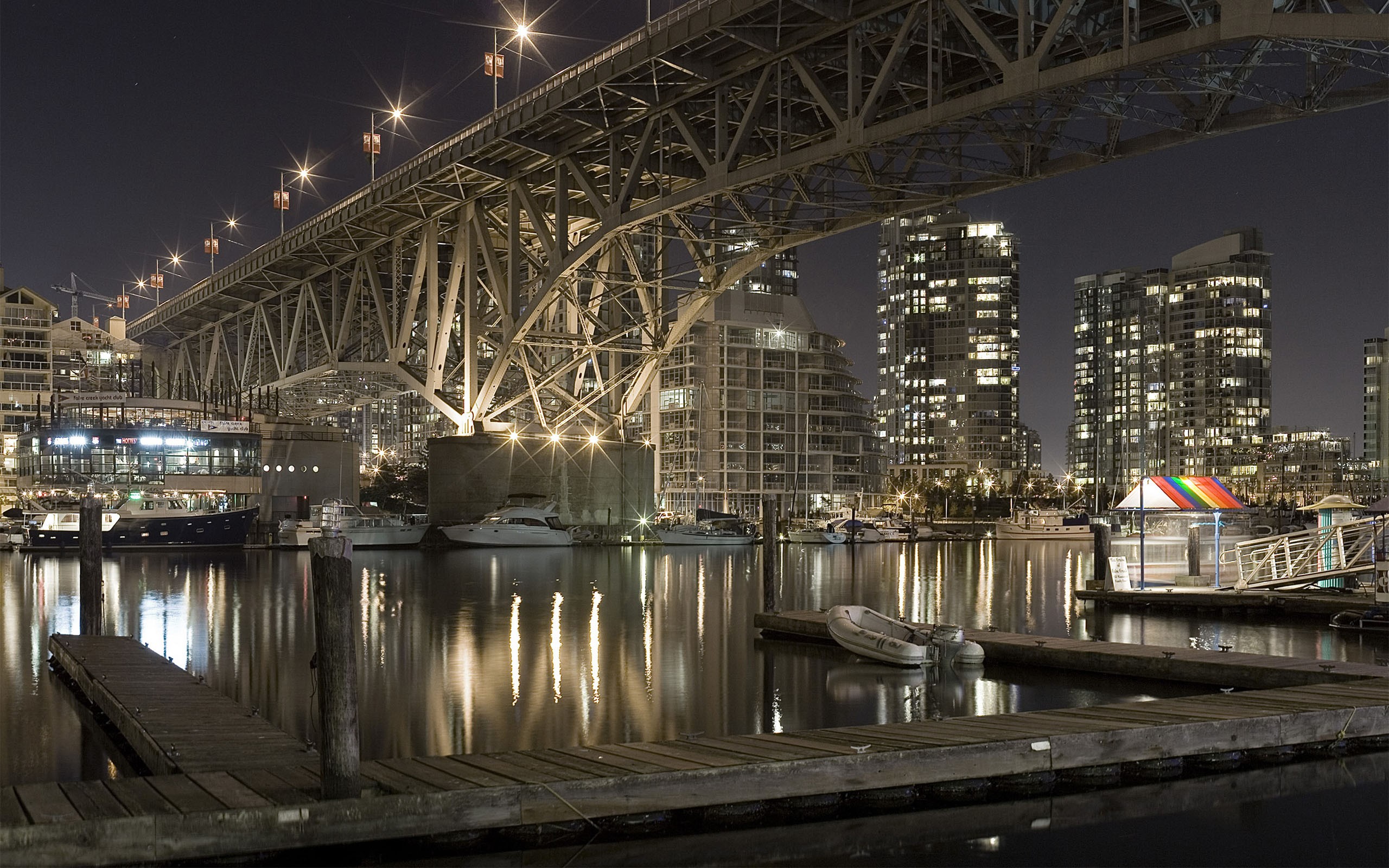 General 2560x1600 city yacht boat bridge cityscape night lights