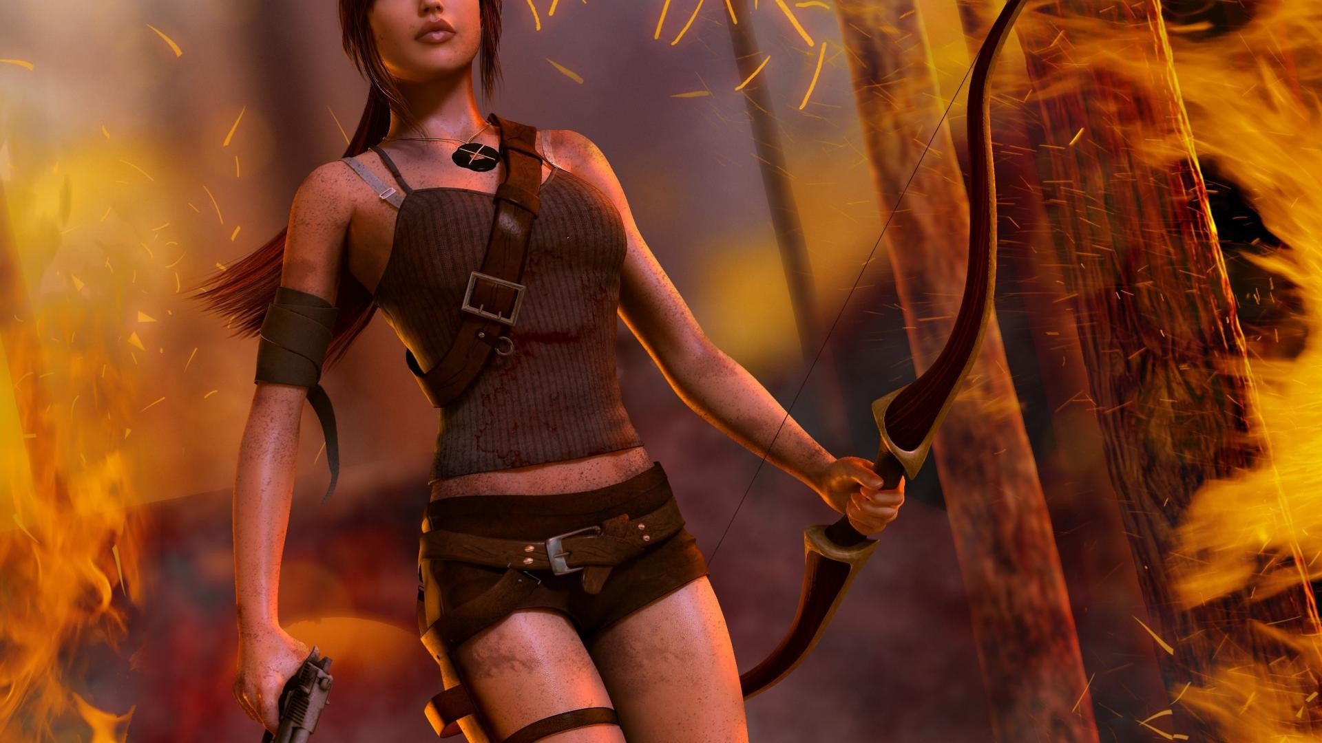General 1920x1080 Tomb Raider video game art video games bow PC gaming necklace video game girls gun girls with guns Lara Croft (Tomb Raider)
