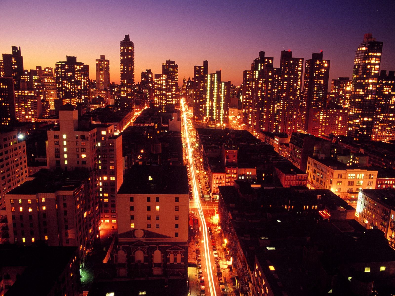 General 1600x1200 landscape city New York City night long exposure cityscape lights USA city lights