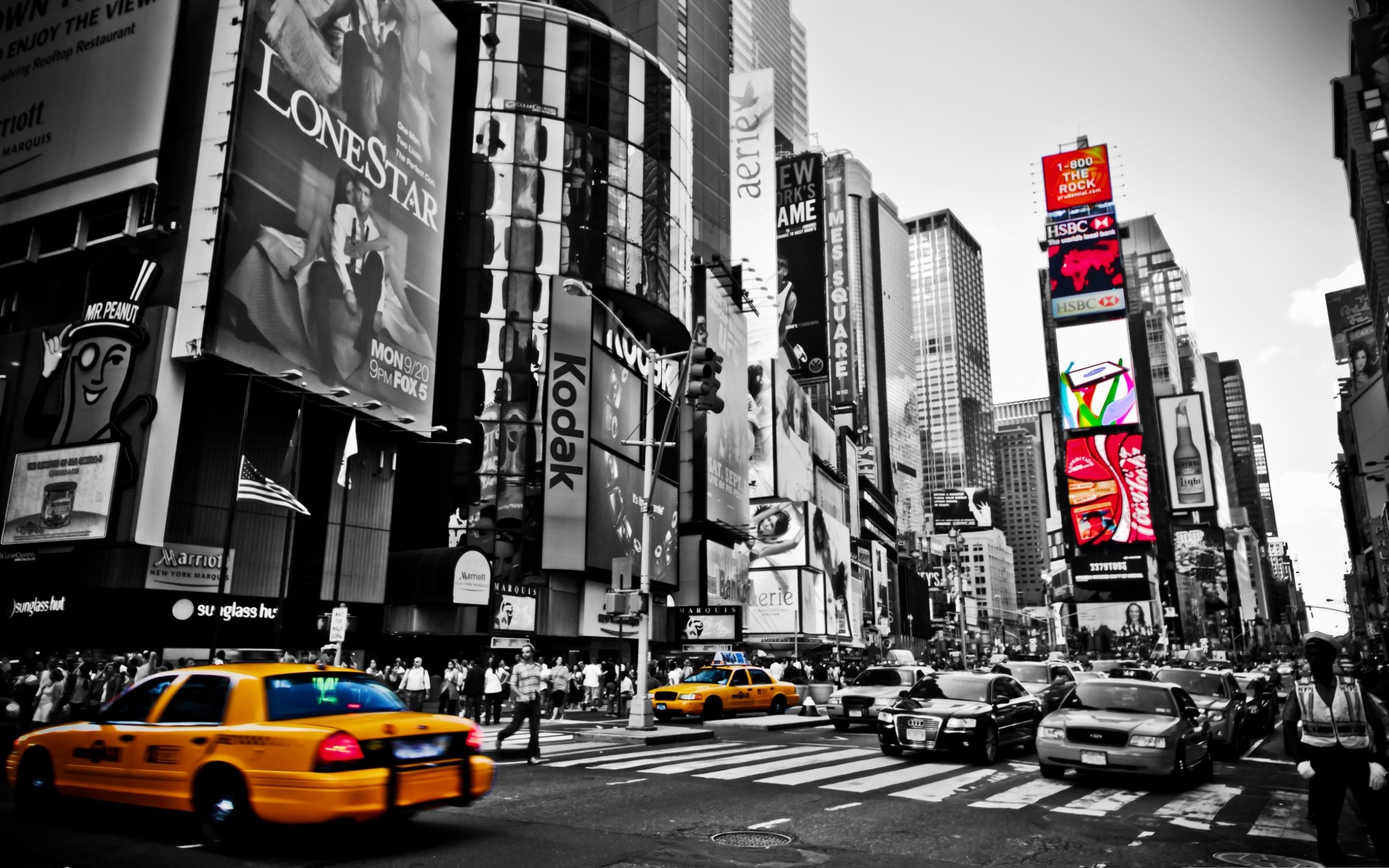 General 2560x1600 New York City cityscape selective coloring urban city traffic USA