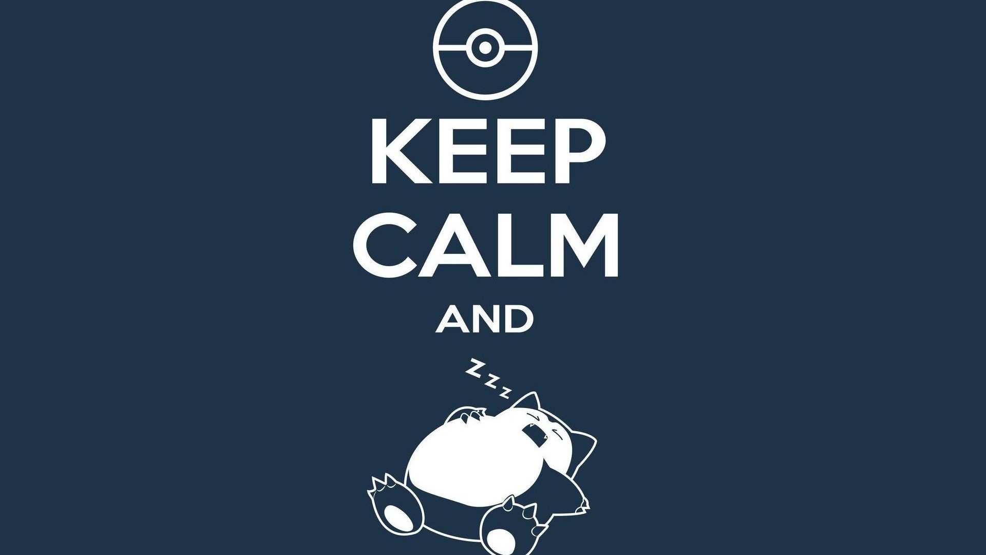 Anime 1920x1080 Keep Calm and... humor blue background Pokemon First Generation Pokémon anime simple background sleeping typography