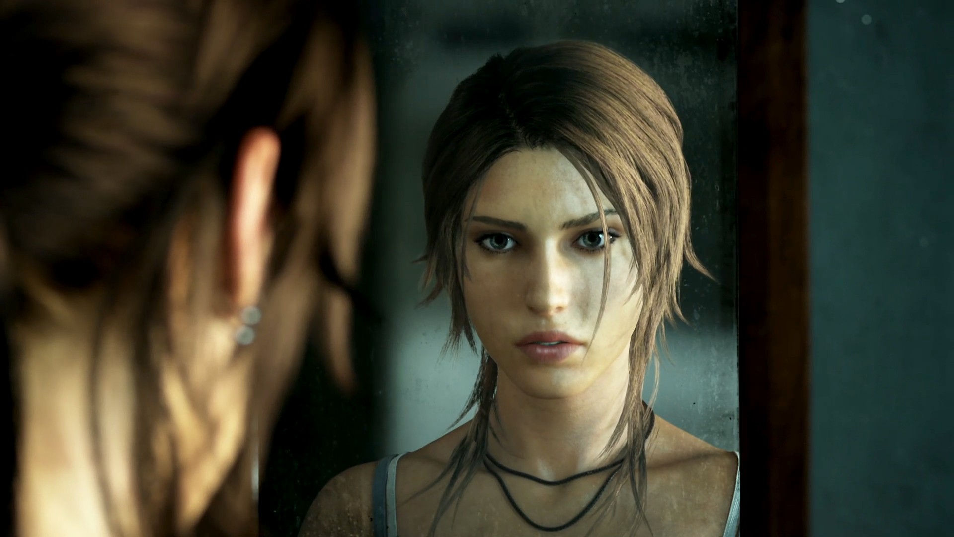 General 1920x1080 video games Tomb Raider brunette screen shot mirror reflection video game girls Lara Croft (Tomb Raider) Tomb Raider (2013) PC gaming