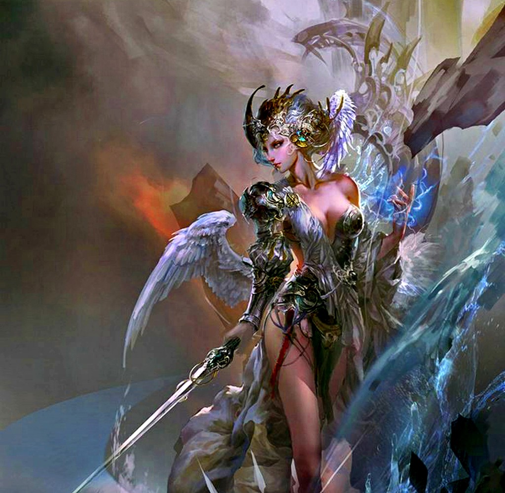 General 1024x1000 fantasy girl fantasy art boobs sword warrior artwork women with swords standing wings