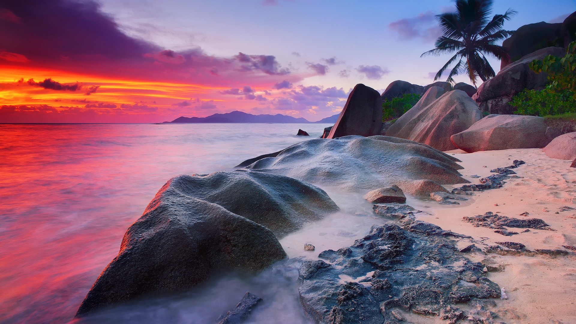 General 1920x1080 beach sunset sea sky sunlight coast Seychelles