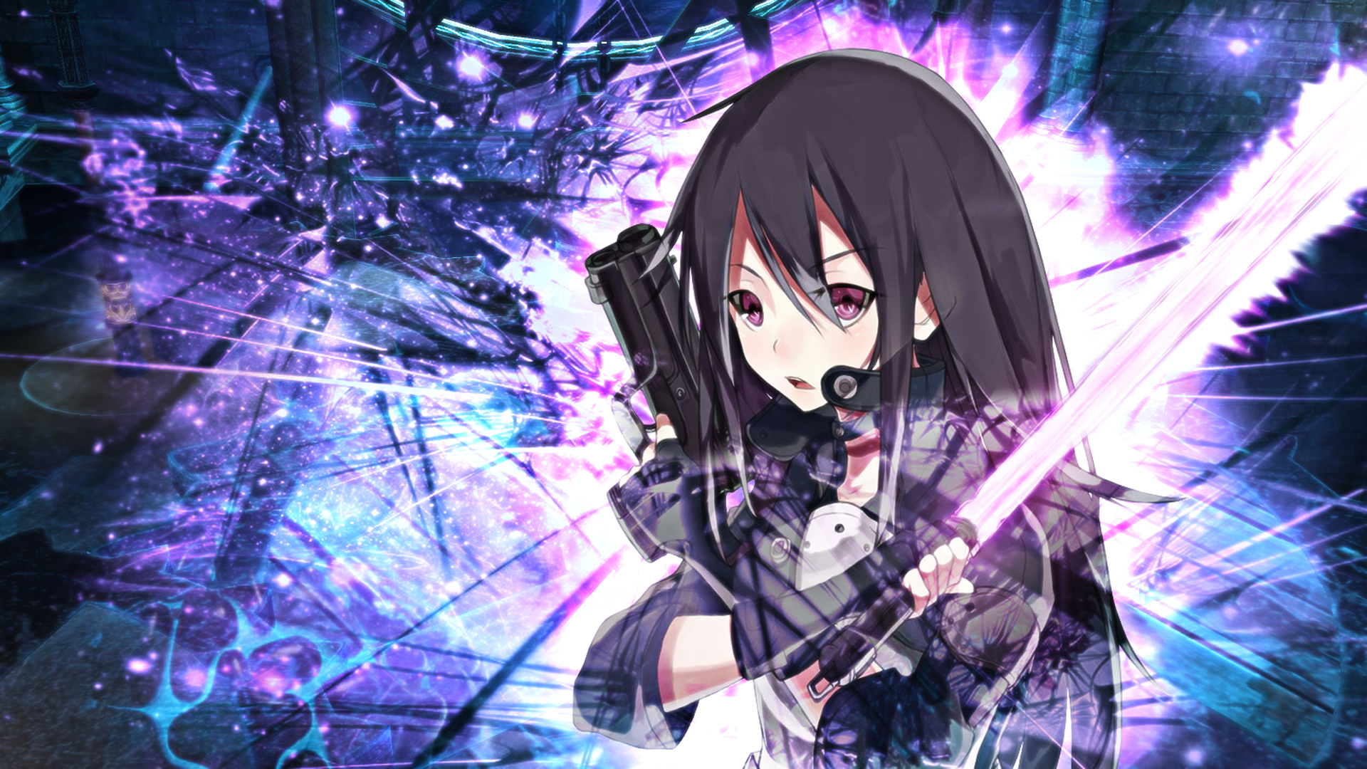 Anime 1920x1080 Sword Art Online gun sword laser swords anime weapon anime boys dual wield Kirigaya Kazuto (Sword Art Online) Kirigaya Kazuto M9000 Avatar (Sword Art Online)