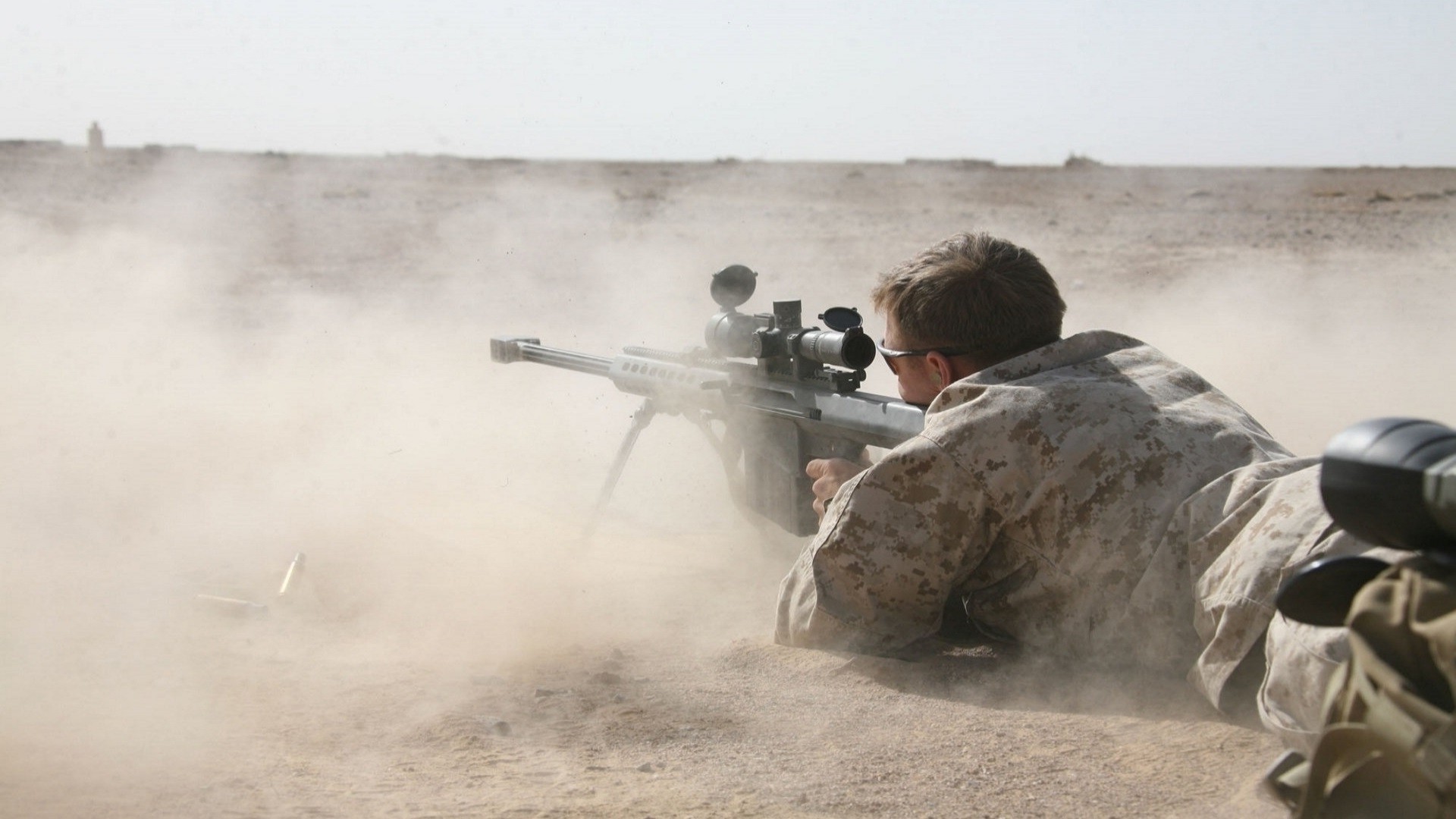 People 1920x1080 sniper rifle soldier desert Barrett .50 Cal military weapon aiming