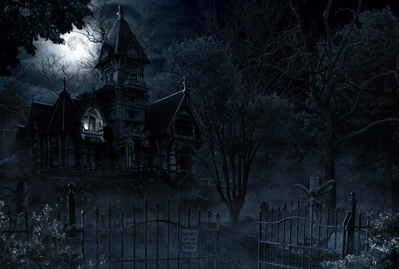 General 1600x1080 fantasy art spooky gothic house night Moon dark gates