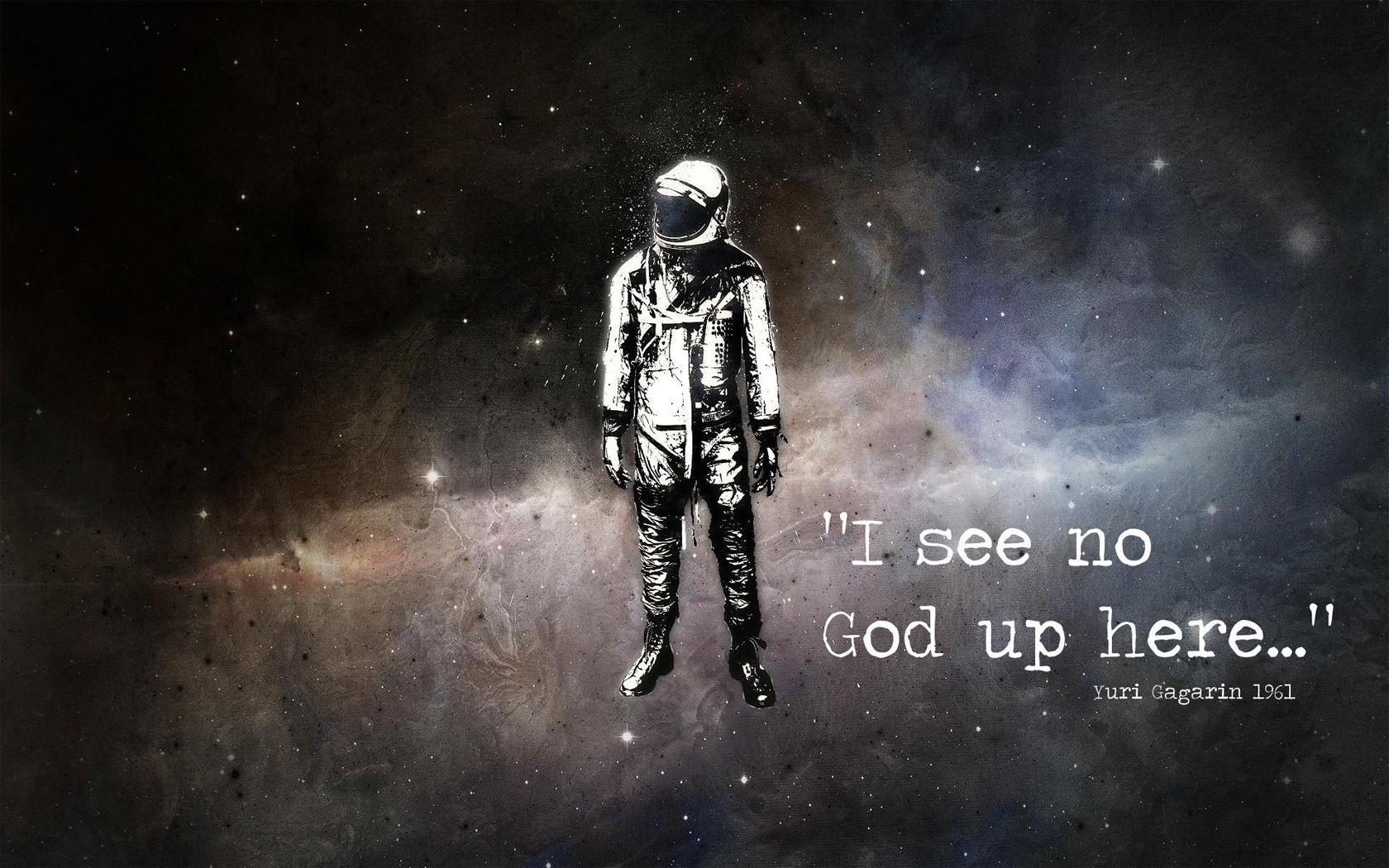 General 1680x1050 Yuri Gagarin space astronaut quote stars abstract Alex Cherry artwork