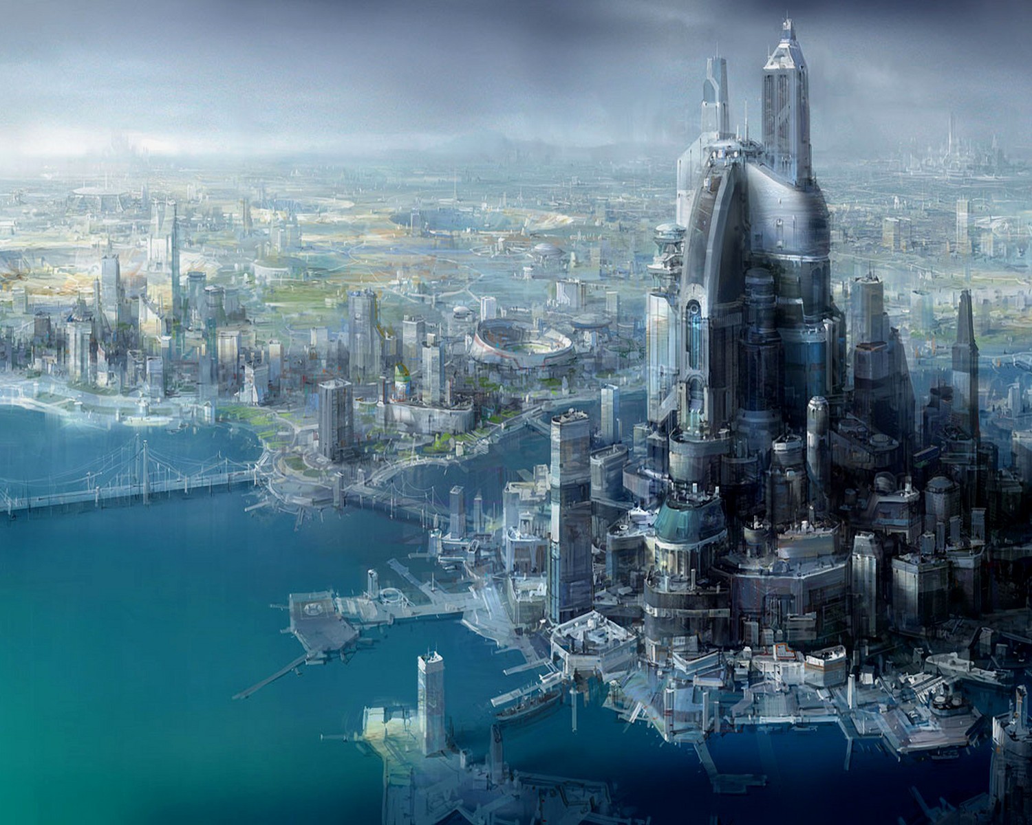 General 1500x1200 futuristic city science fiction digital art cityscape