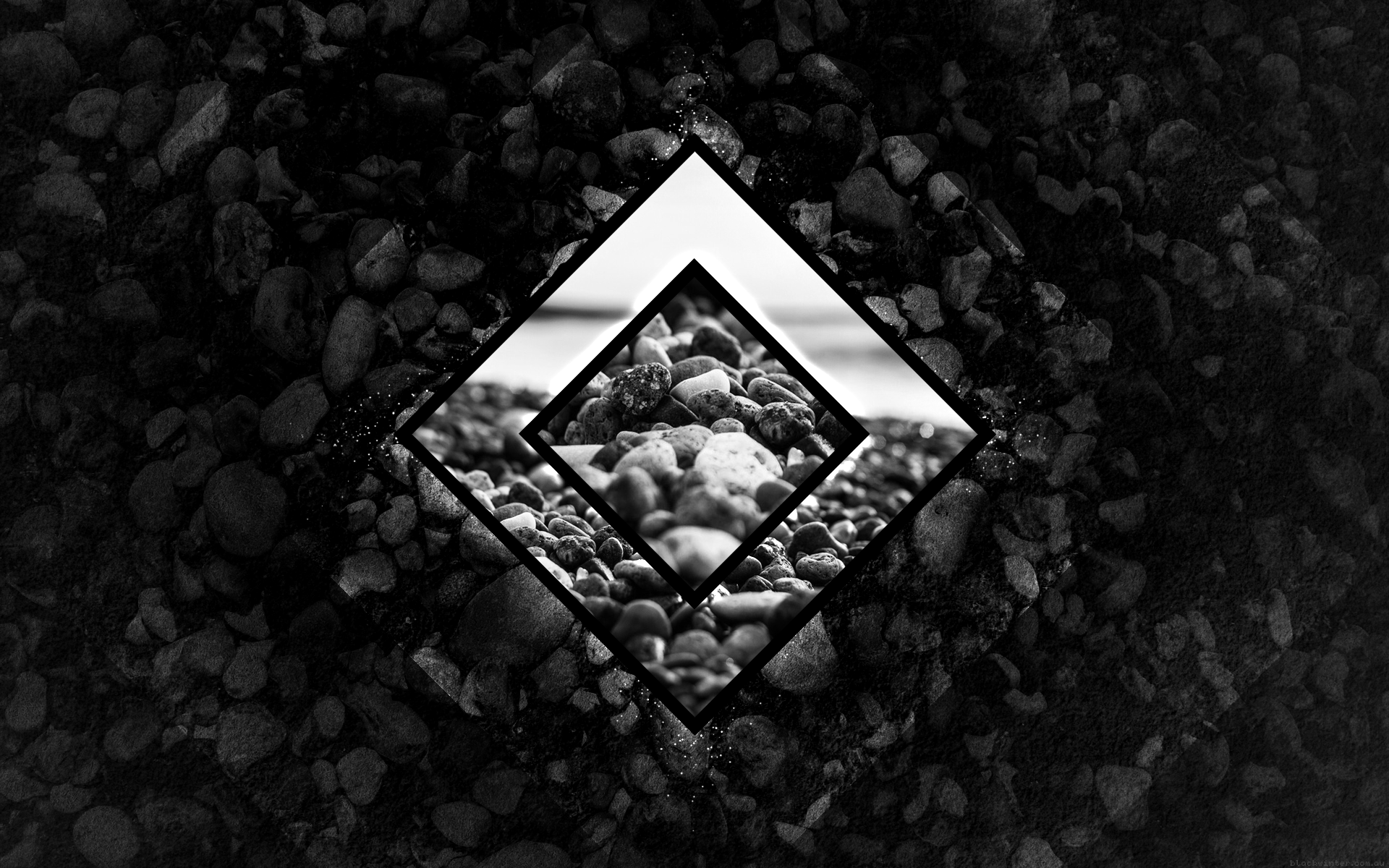 General 1920x1200 polyscape digital art abstract stones monochrome