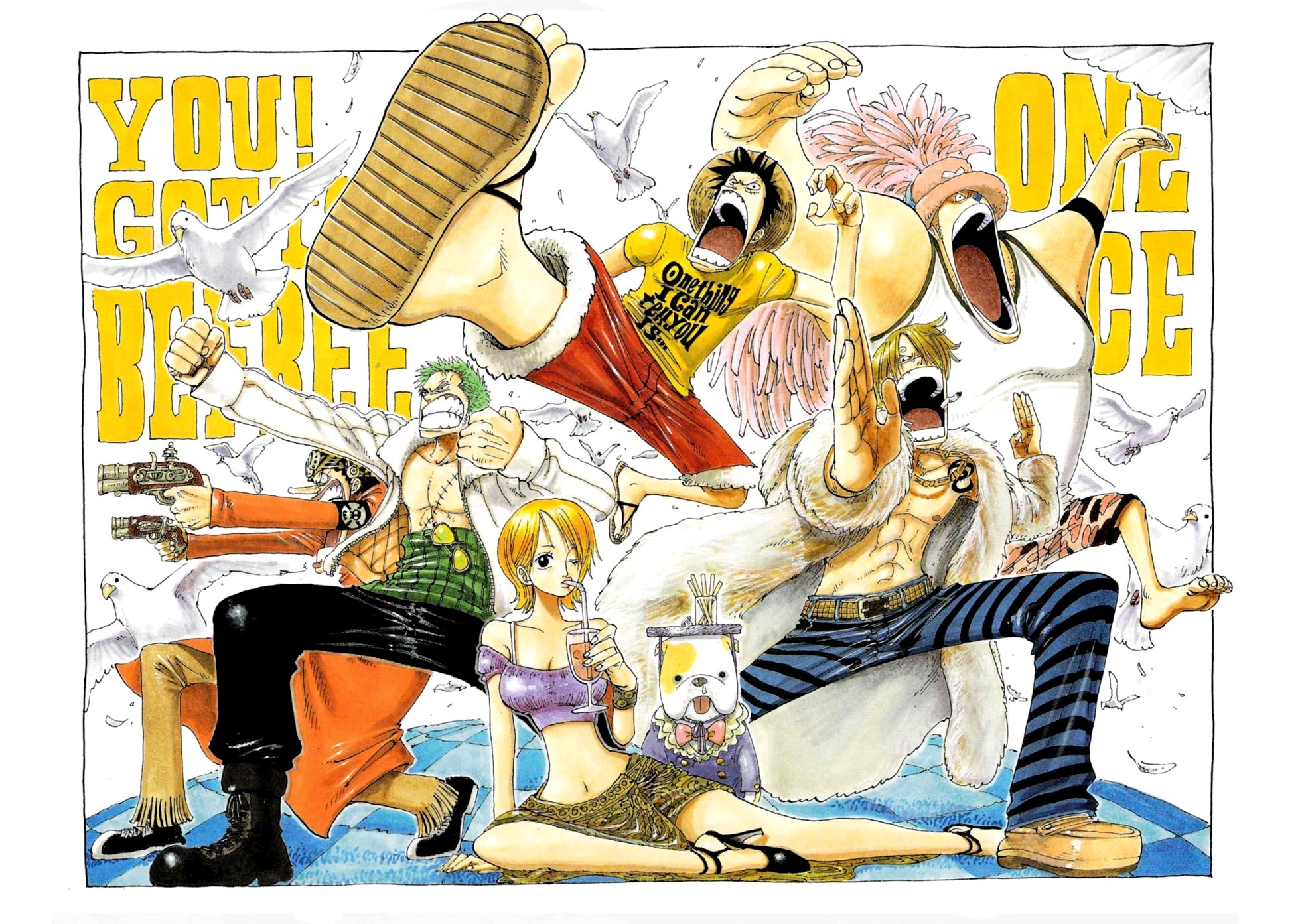 Anime 1959x1393 One Piece Monkey D. Luffy Sanji Nami Roronoa Zoro Usopp anime anime boys anime girls