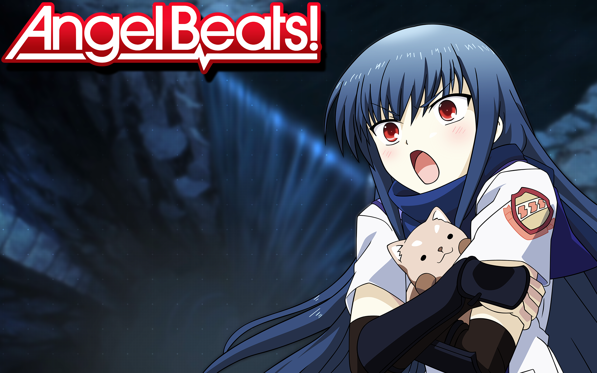 Anime 1920x1200 Angel Beats! anime anime girls Eri Shiina open mouth red eyes blue hair angry