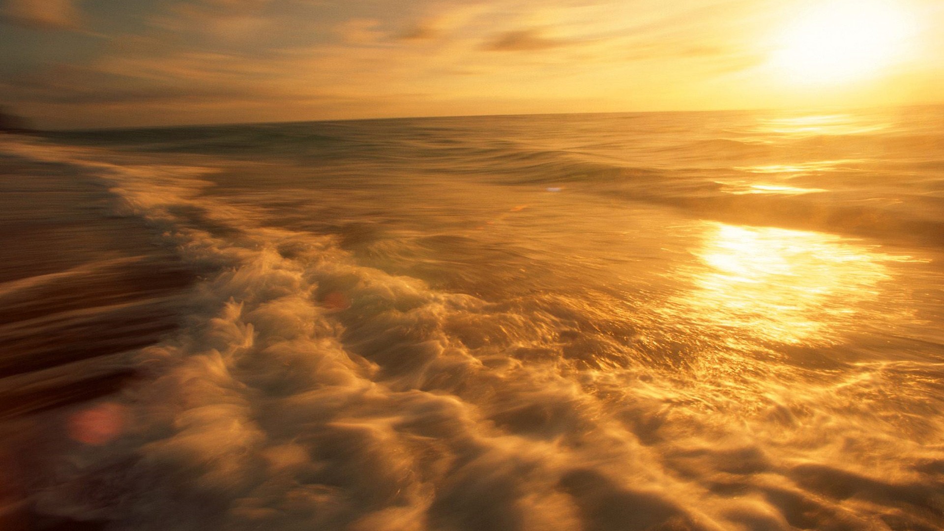 General 1920x1080 sunset sea blurred waves nature