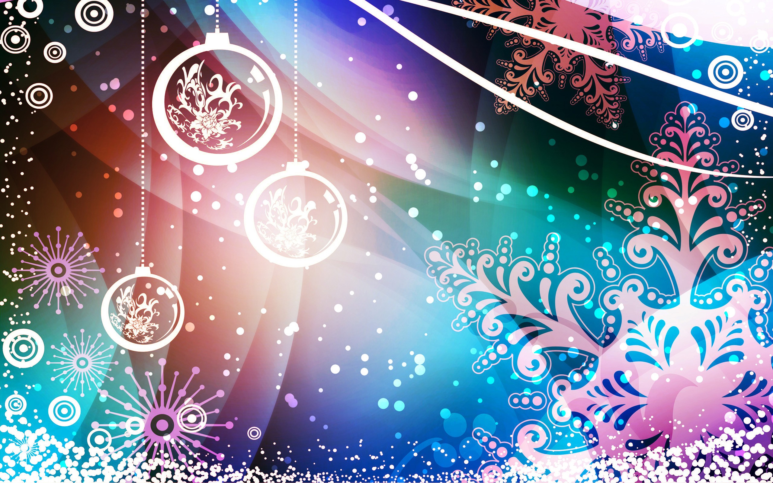 General 2560x1600 Christmas New Year vector art snowflakes Christmas ornaments  holiday digital art