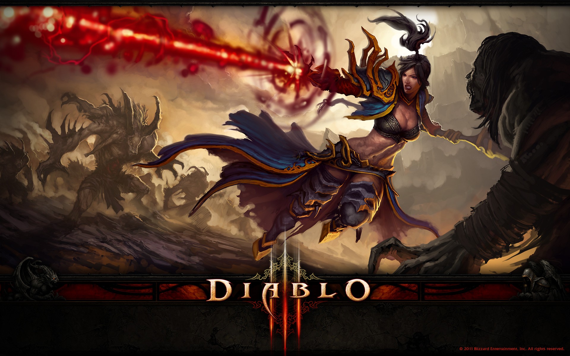 General 1920x1200 Diablo III video games video game art fantasy girl PC gaming boobs cleavage video game girls Blizzard Entertainment 2011 (Year)
