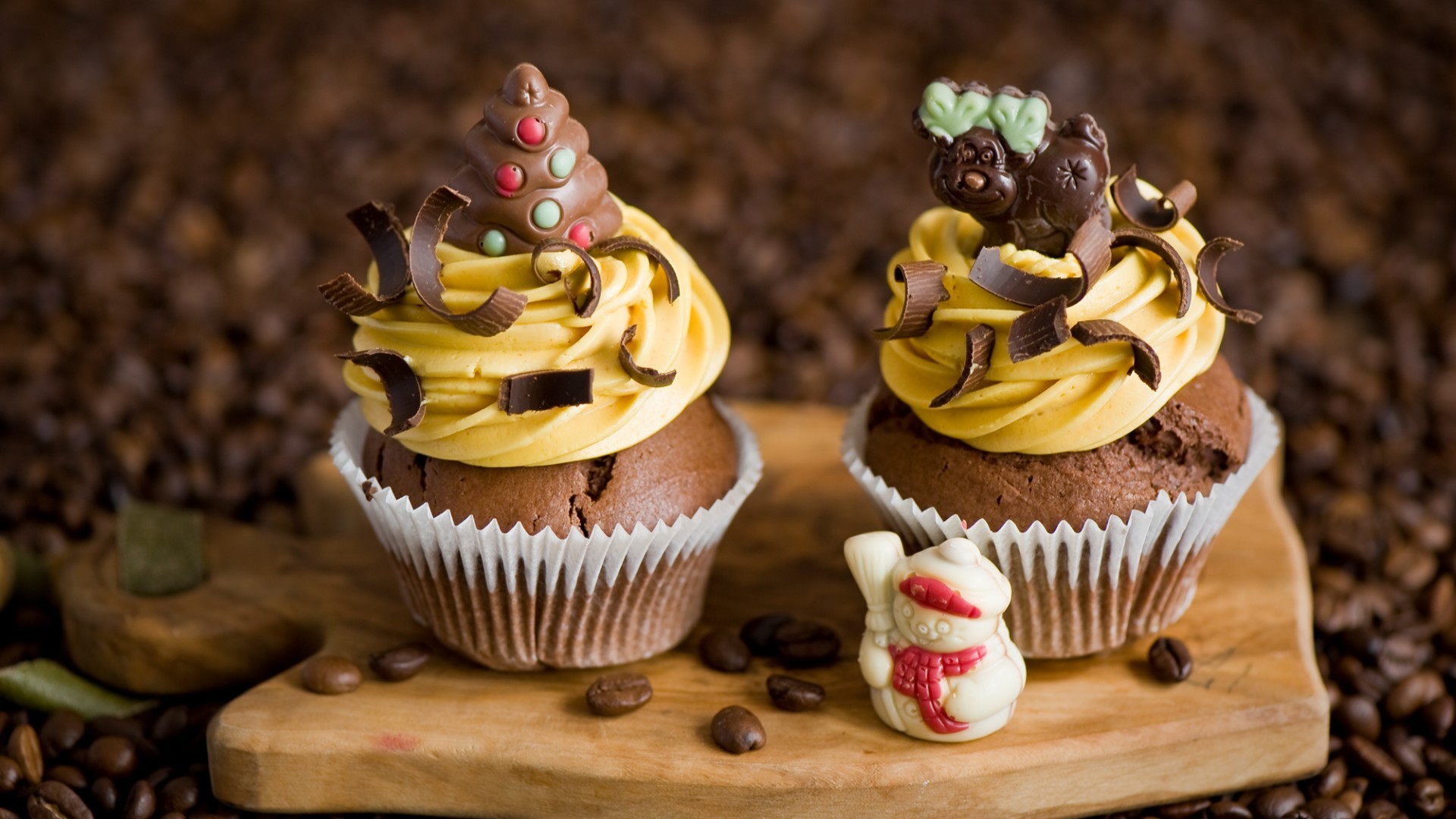 General 1920x1080 cupcakes food dessert chocolate sweets coffee beans coffee