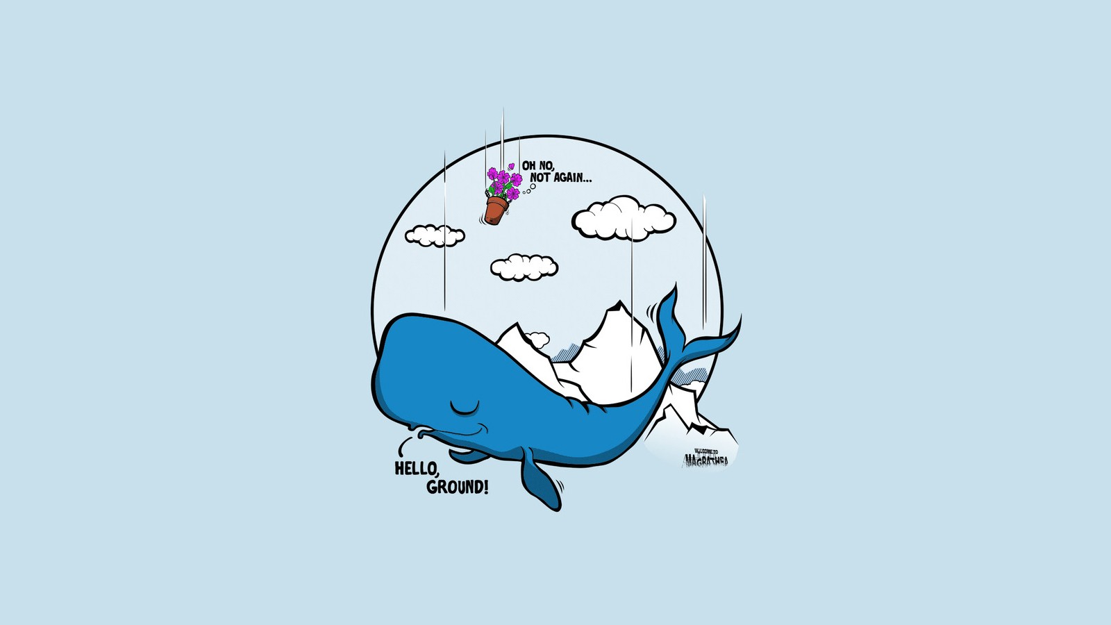 General 1600x900 The Hitchhiker's Guide to the Galaxy humor whale simple background blue science fiction animals mammals