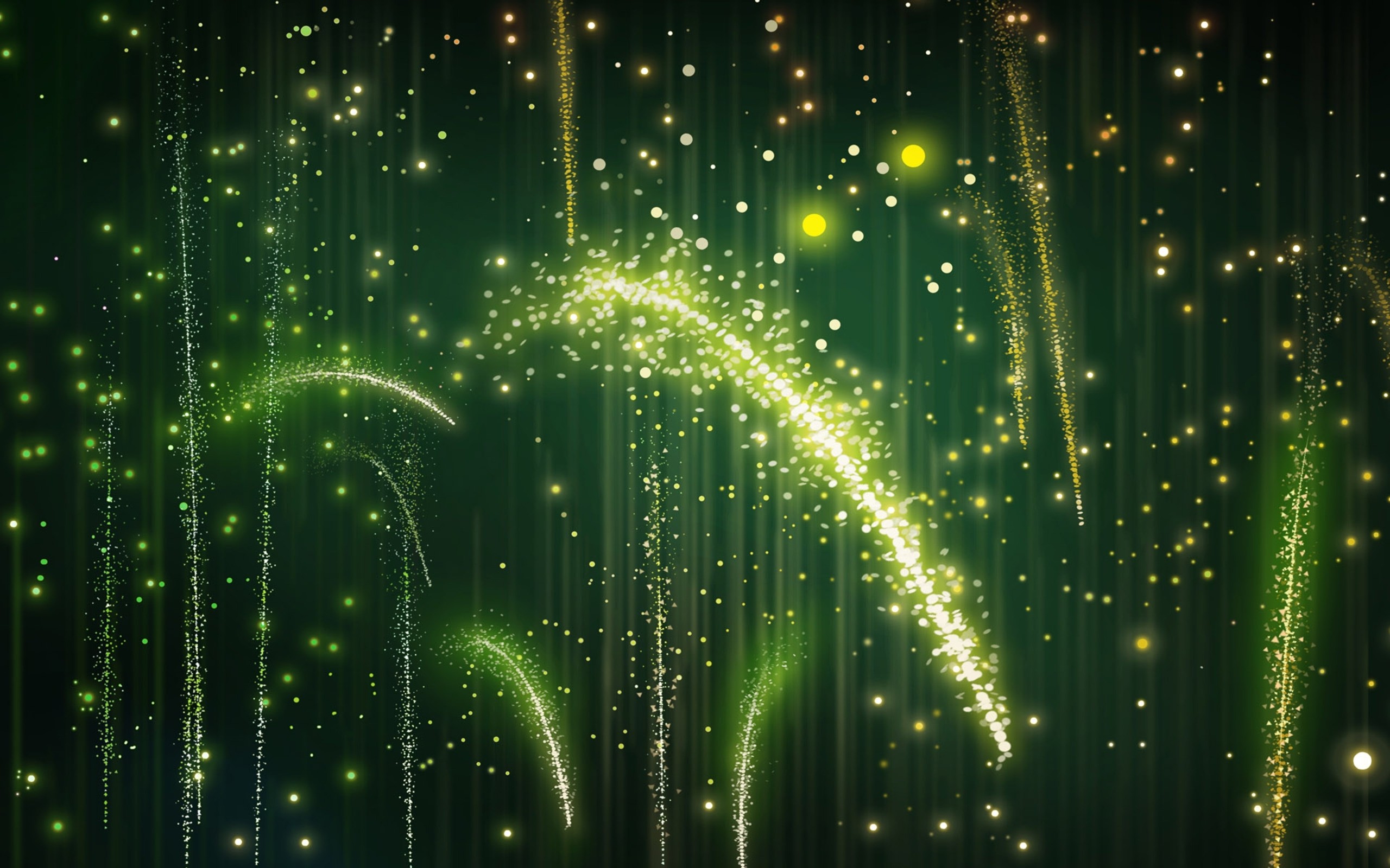 General 2560x1600 abstract shapes lights lines green background digital art
