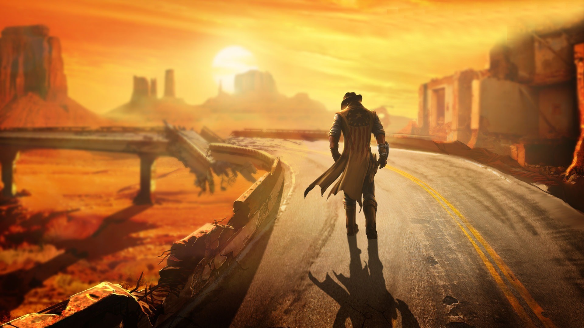 General 1920x1080 Fallout Fallout: New Vegas video games PC gaming video game art sky landscape ruins sunlight