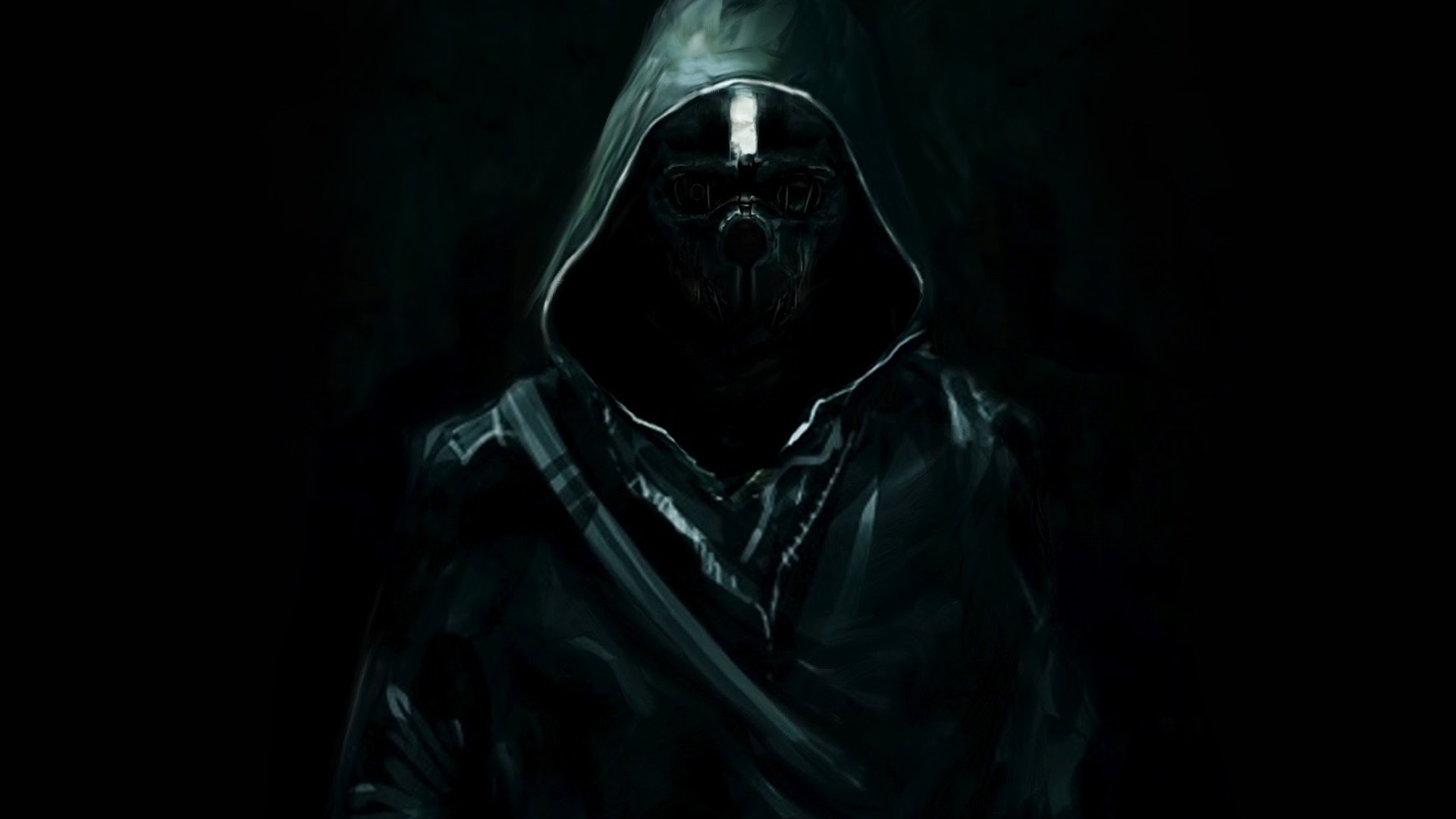 General 1920x1080 dark black Dishonored Corvo Attano video games video game art hoods artwork mask